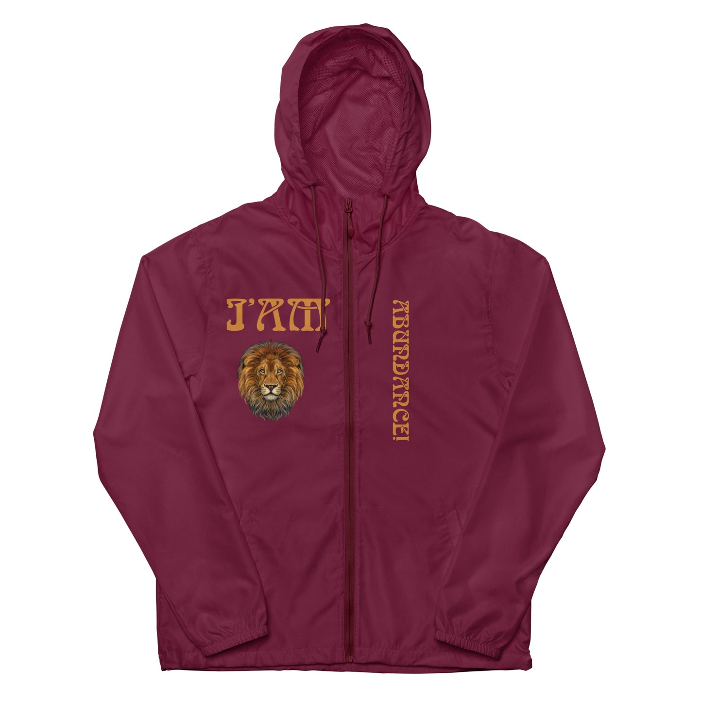 “I’AM ABUNDANCE!”Unisex Lightweight Zip Up Windbreaker