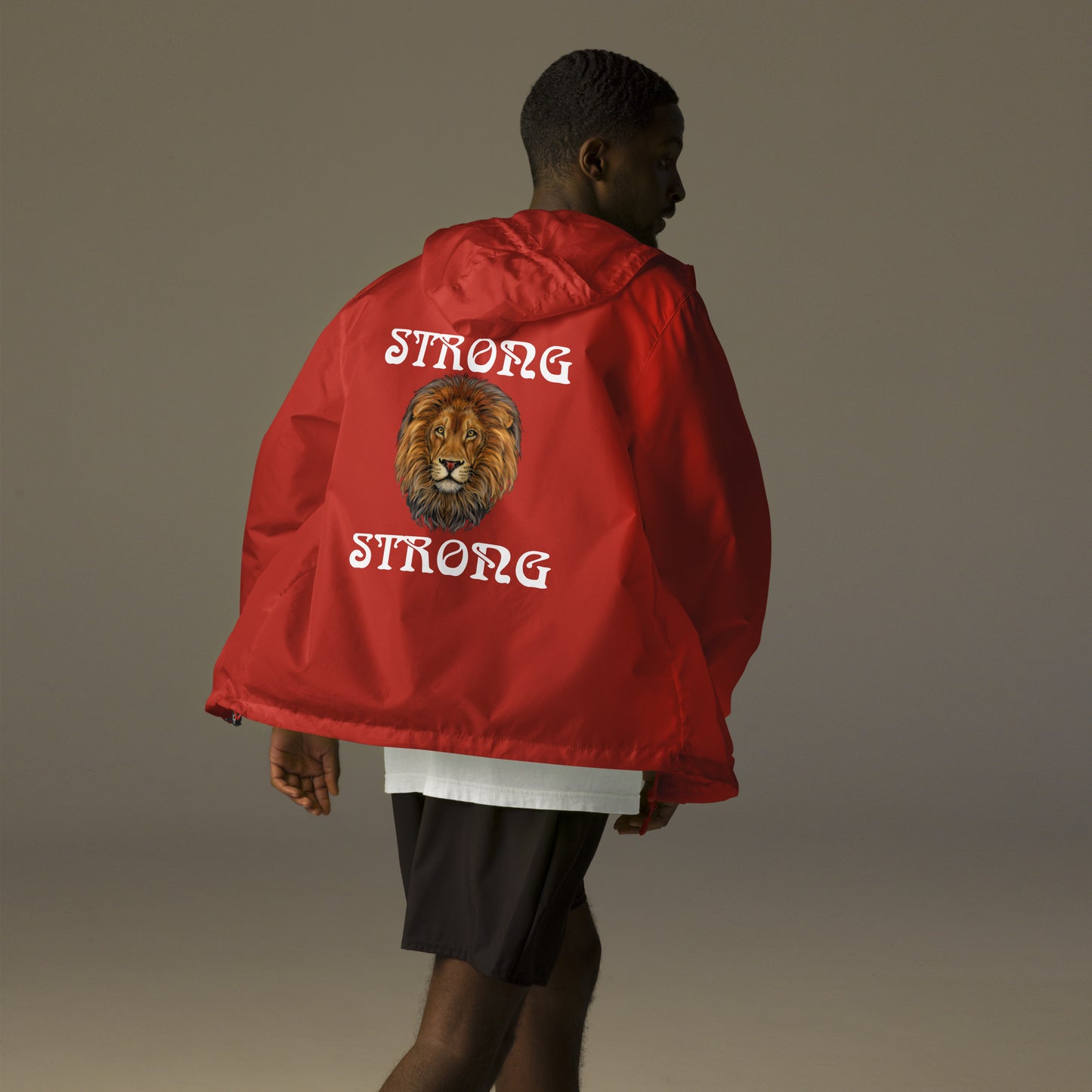 “STRONG”Unisex Lightweight Zip Up Windbreaker W/White Font