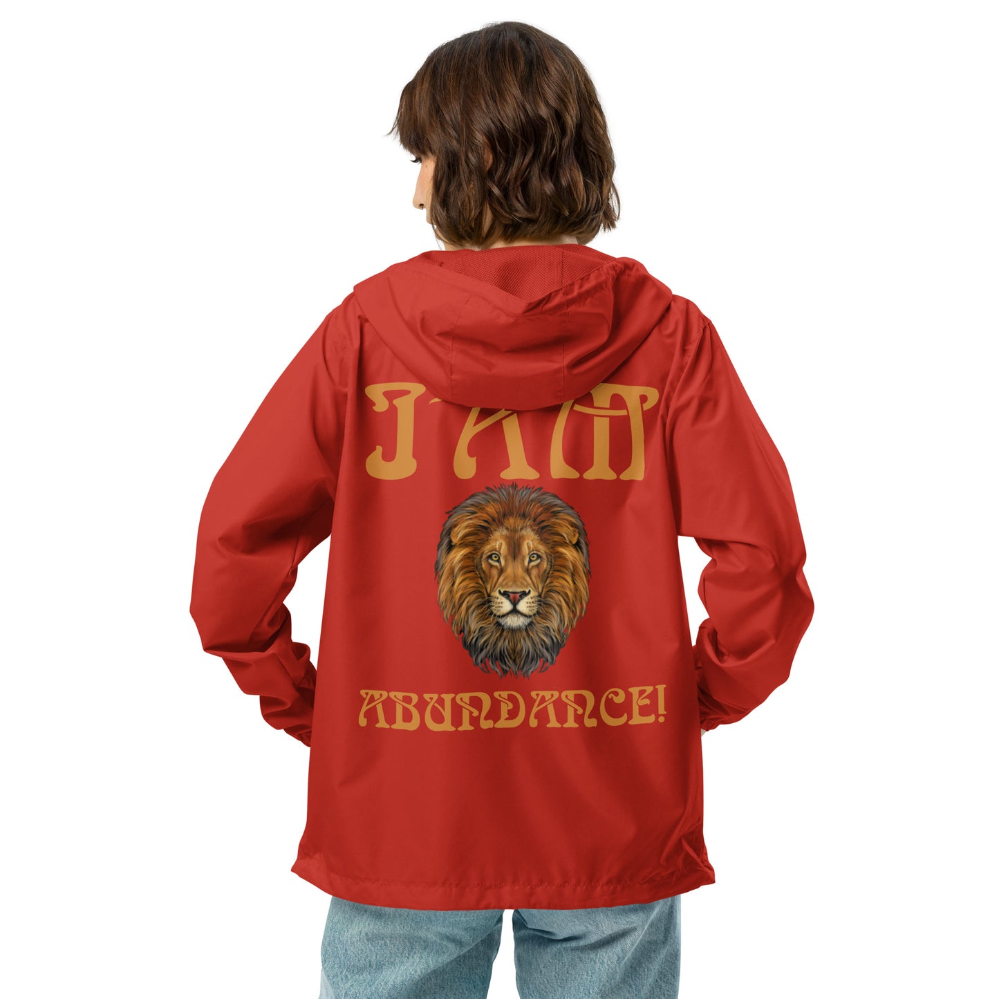 “I’AM ABUNDANCE!”Unisex Lightweight Zip Up Windbreaker