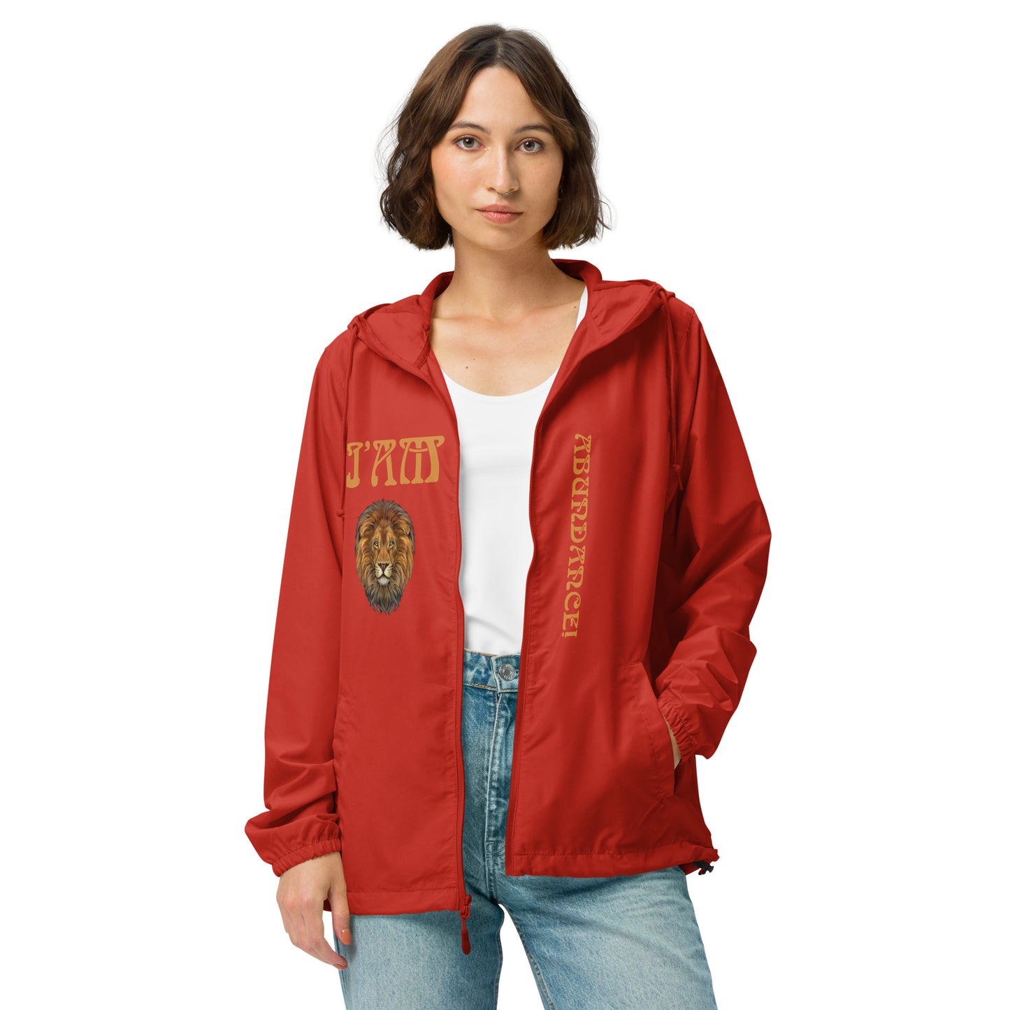 “I’AM ABUNDANCE!”Unisex Lightweight Zip Up Windbreaker