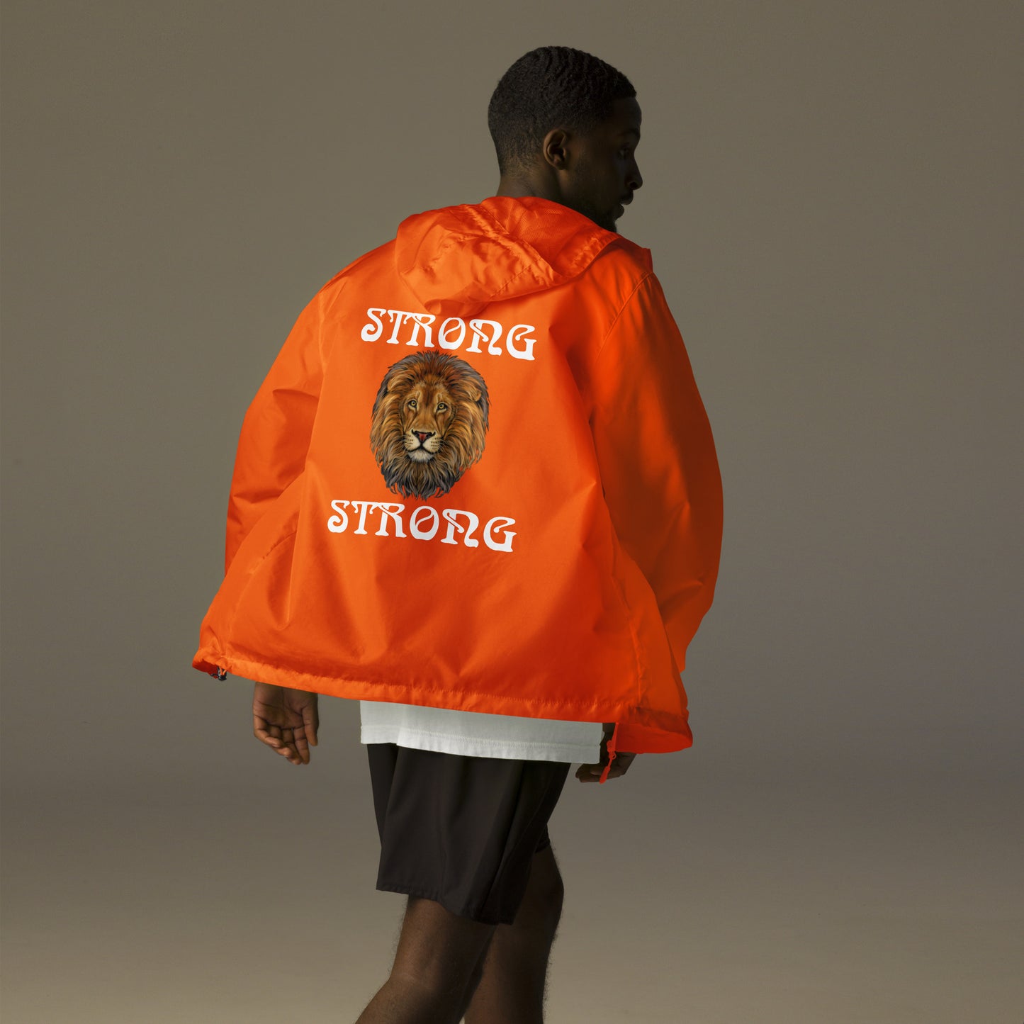 “STRONG”Unisex Lightweight Zip Up Windbreaker W/White Font