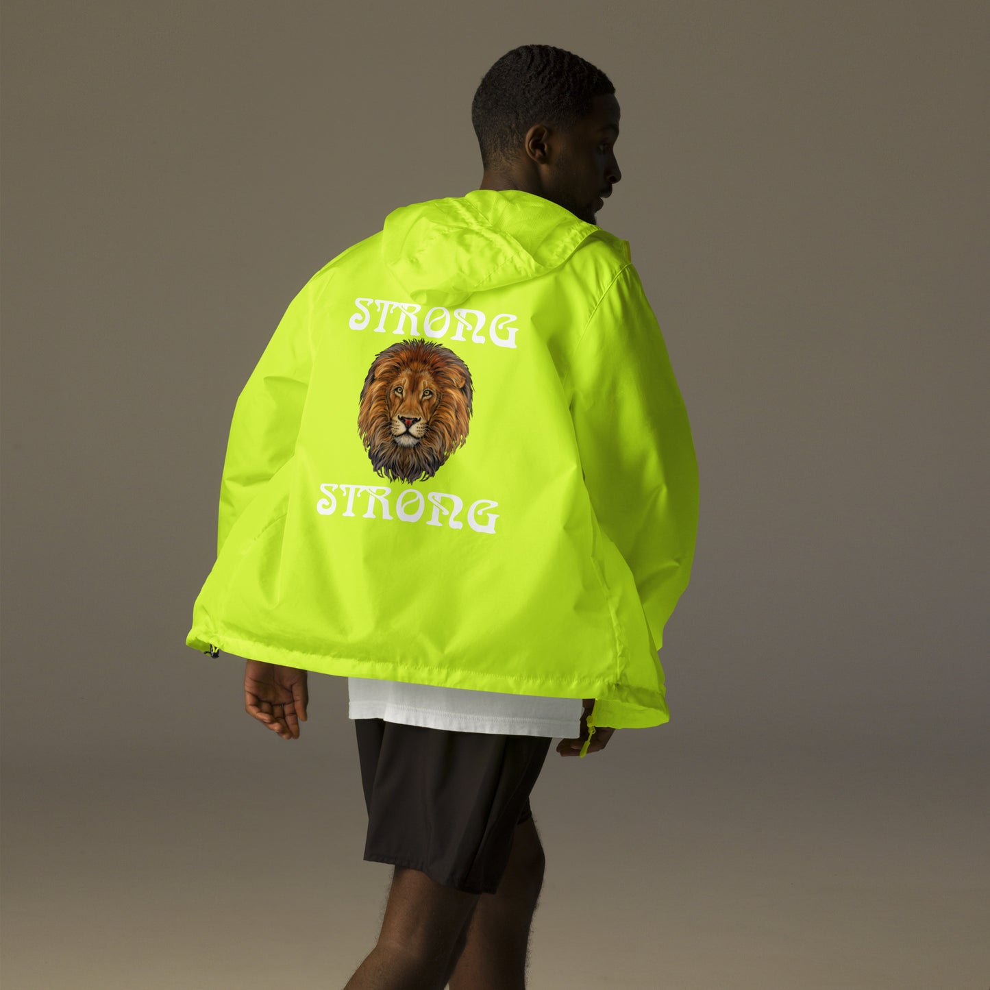 “STRONG”Unisex Lightweight Zip Up Windbreaker W/White Font