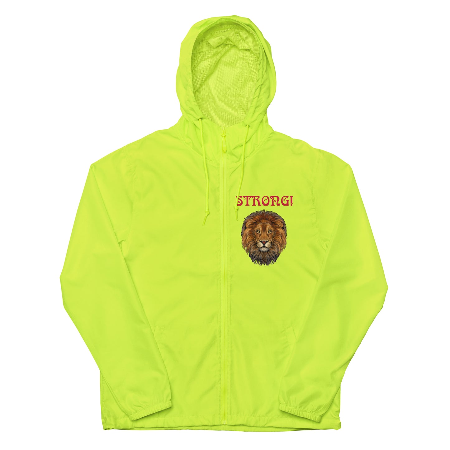 “STRONG”Unisex Lightweight Zip up Windbreaker W/Arch Red Font