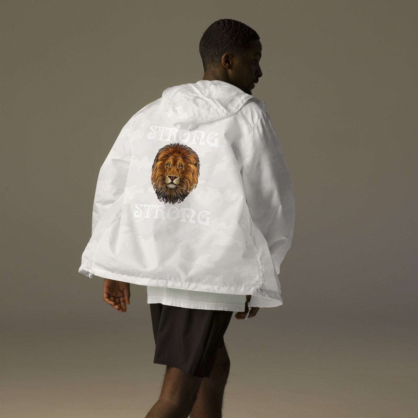 “STRONG”Unisex Lightweight Zip Up Windbreaker W/White Font