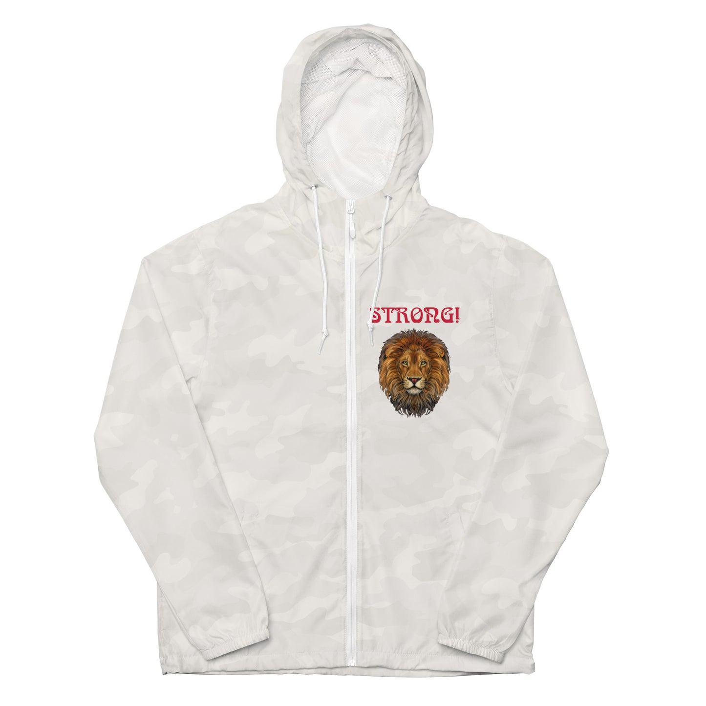 “STRONG”Unisex Lightweight Zip up Windbreaker W/Arch Red Font