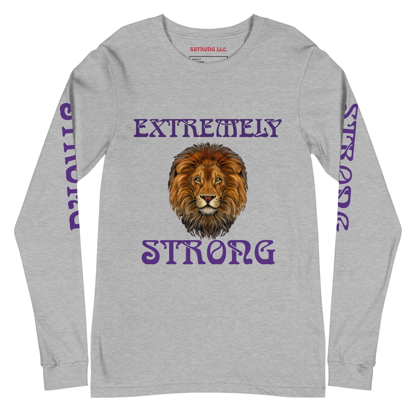 “EXTREMELY STRONG”Unisex Long Sleeve Tee W/Purple Font