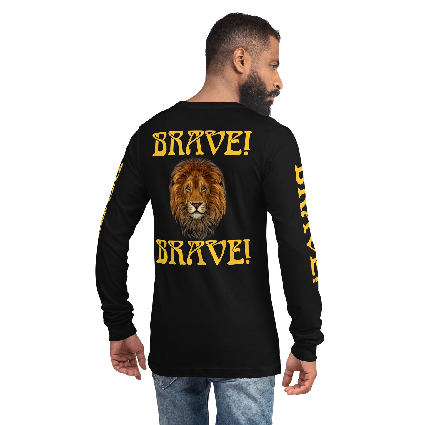 “BRAVE DOUBLE VIEW”Unisex Long Sleeve Tee W/Yellow Font
