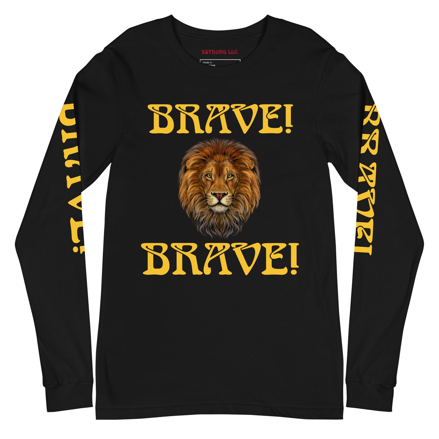 “BRAVE DOUBLE VIEW”Unisex Long Sleeve Tee W/Yellow Font