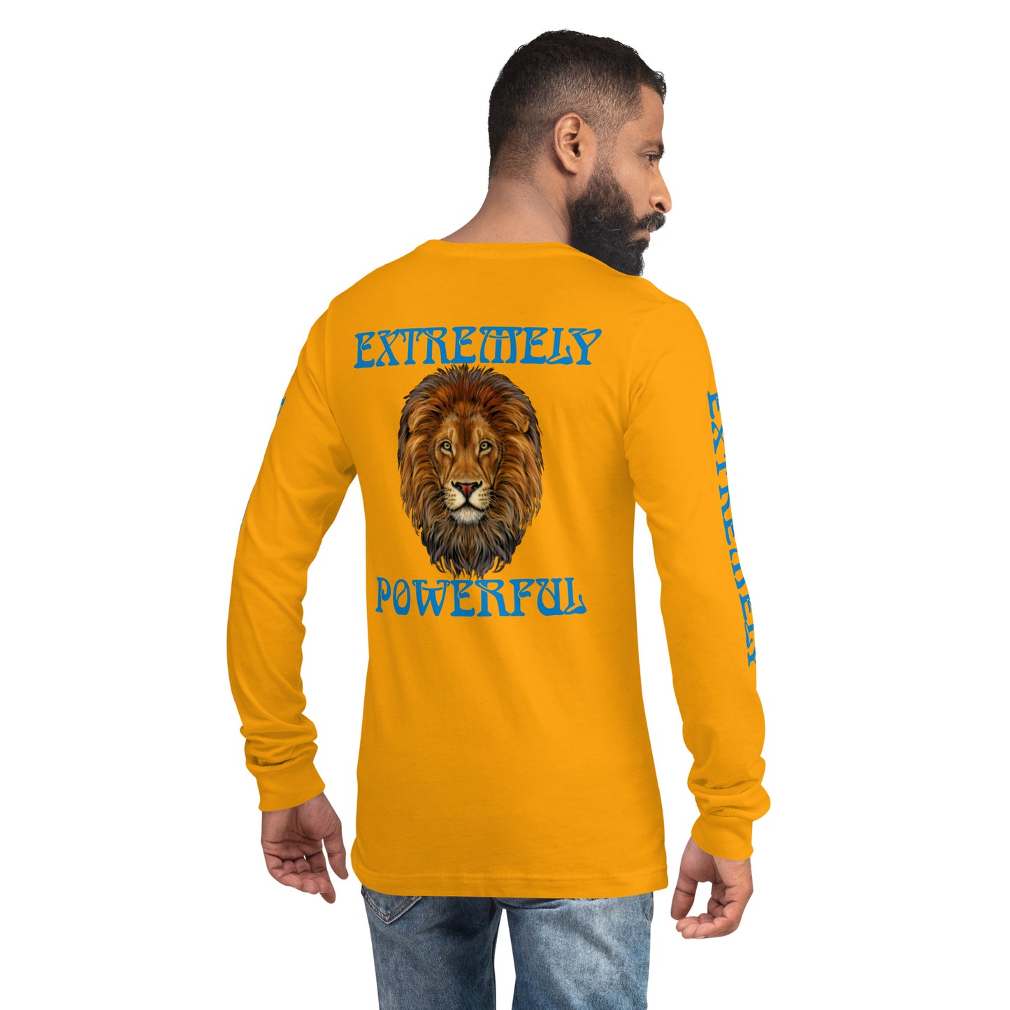 “EXTREMELY POWERFUL”Unisex Long Sleeve Tee W/Blue Font