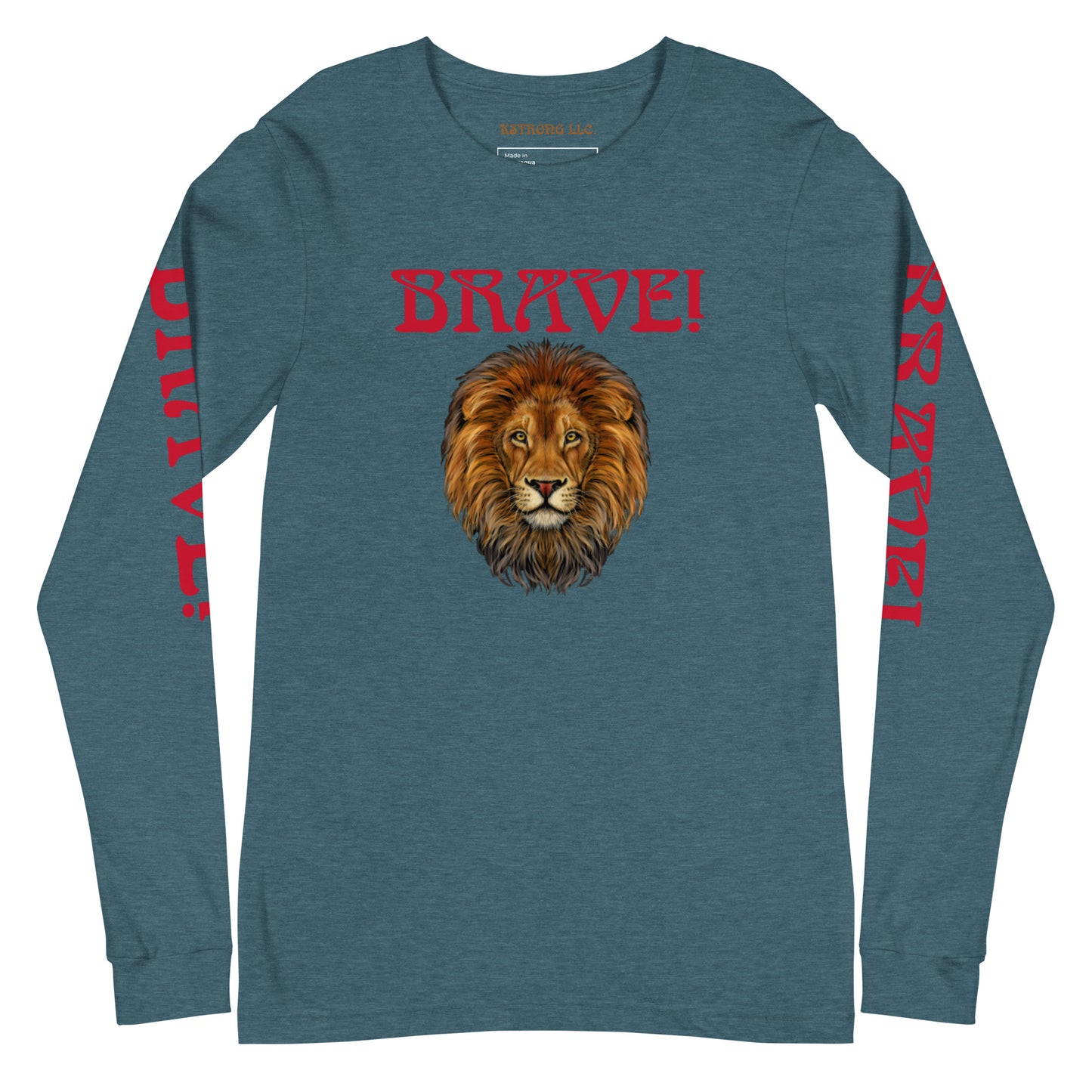 “BRAVE!”Unisex Long Sleeve Tee W/Red Font