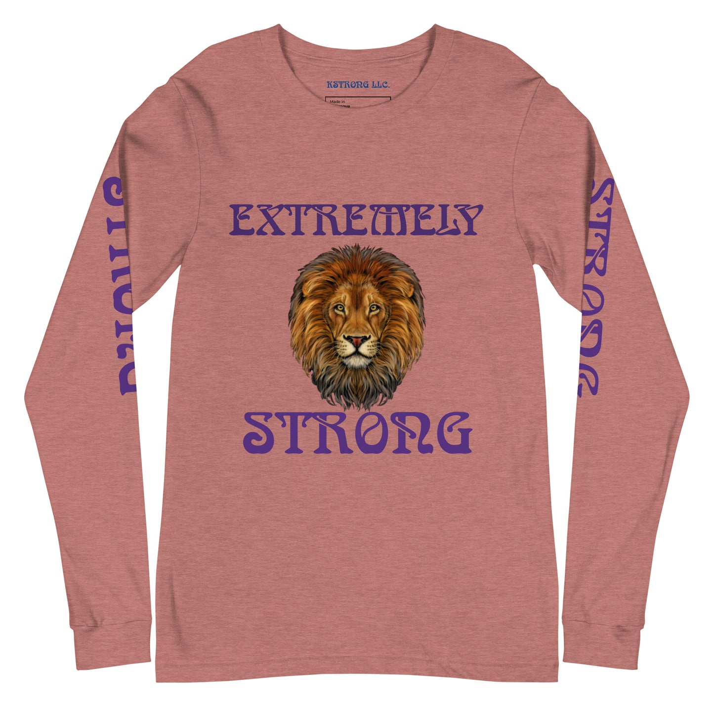 “EXTREMELY STRONG”Unisex Long Sleeve Tee W/Purple Font