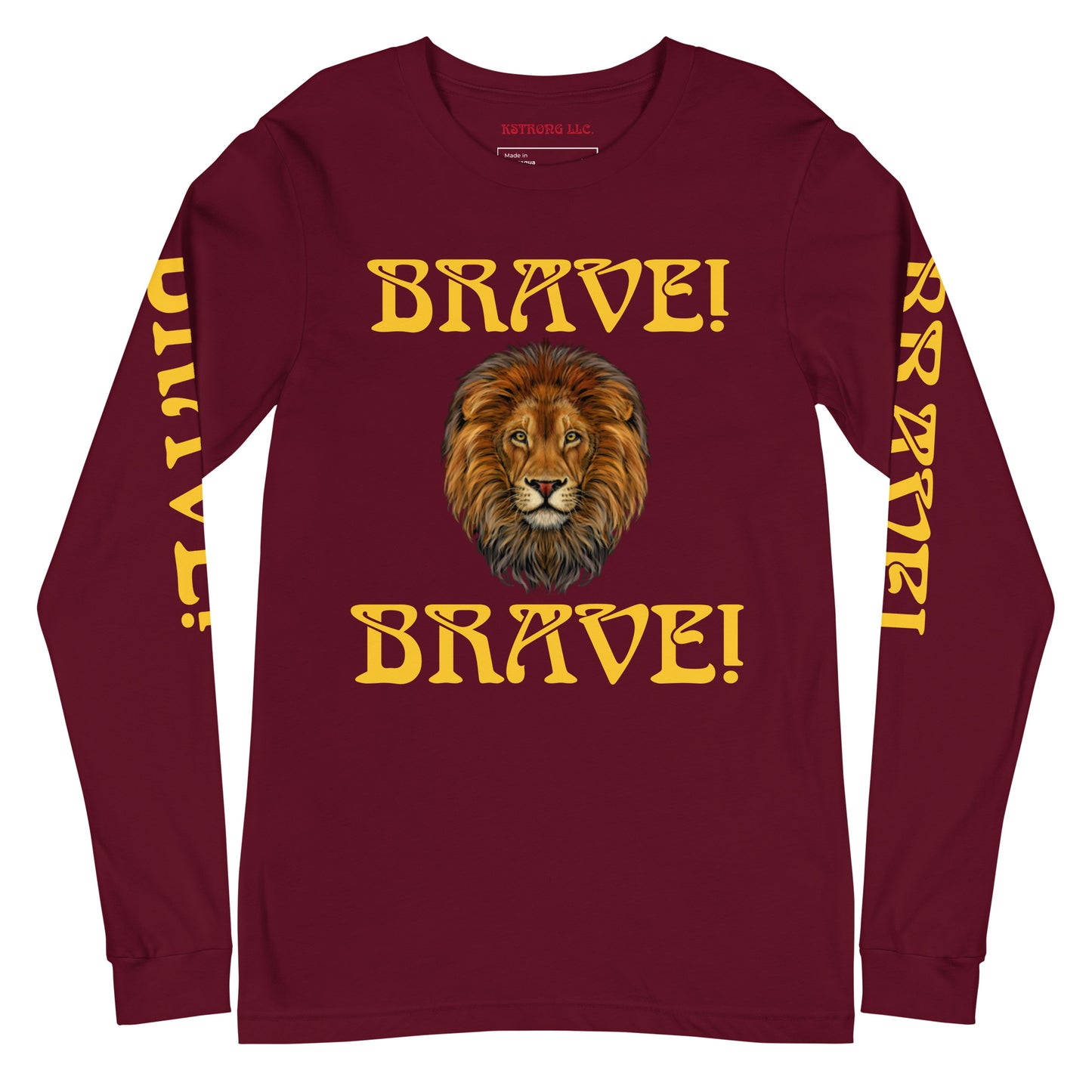 “BRAVE DOUBLE VIEW”Unisex Long Sleeve Tee W/Yellow Font