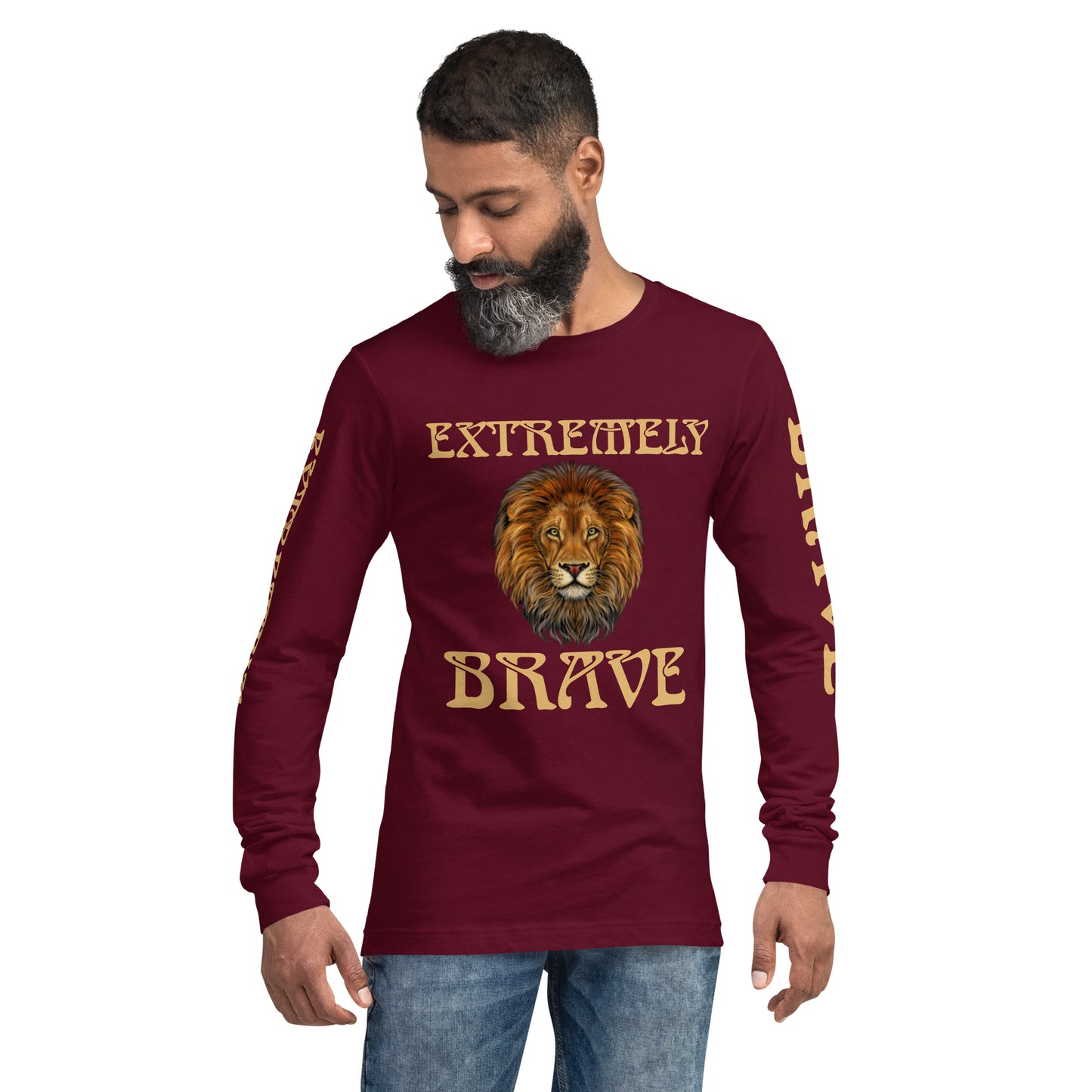 “EXTREMELY BRAVE”Unisex Long Sleeve Tee W/Fawn Font