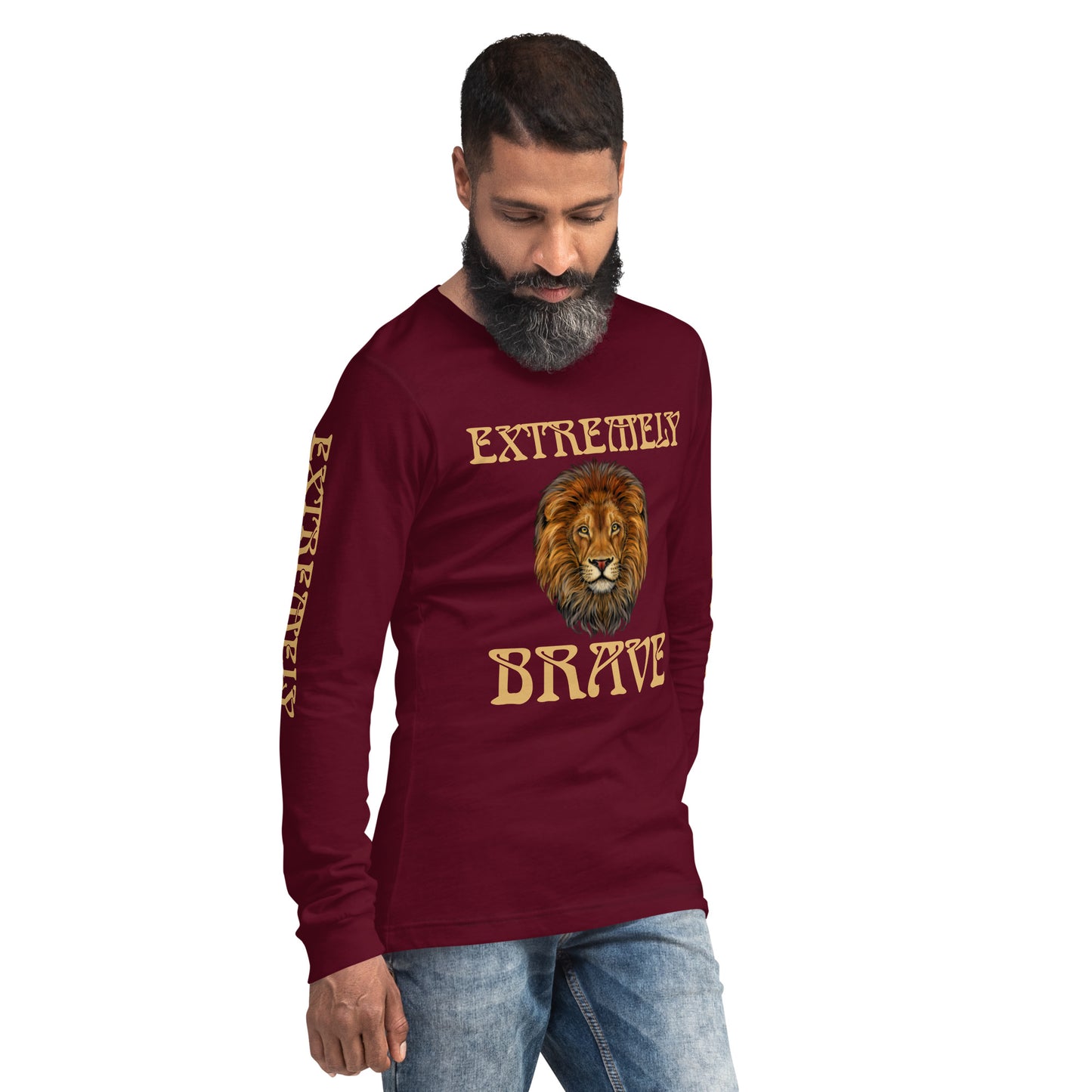 “EXTREMELY BRAVE”Unisex Long Sleeve Tee W/Fawn Font