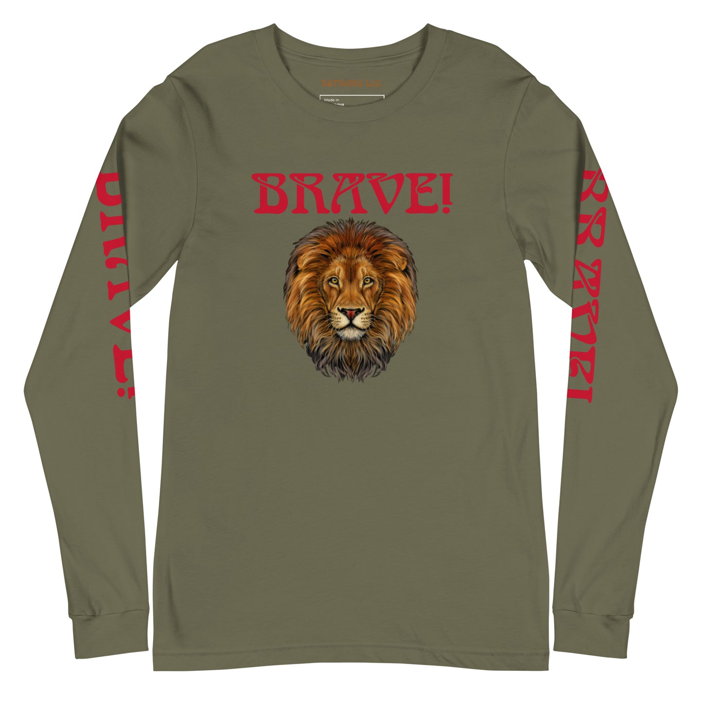 “BRAVE!”Unisex Long Sleeve Tee W/Red Font