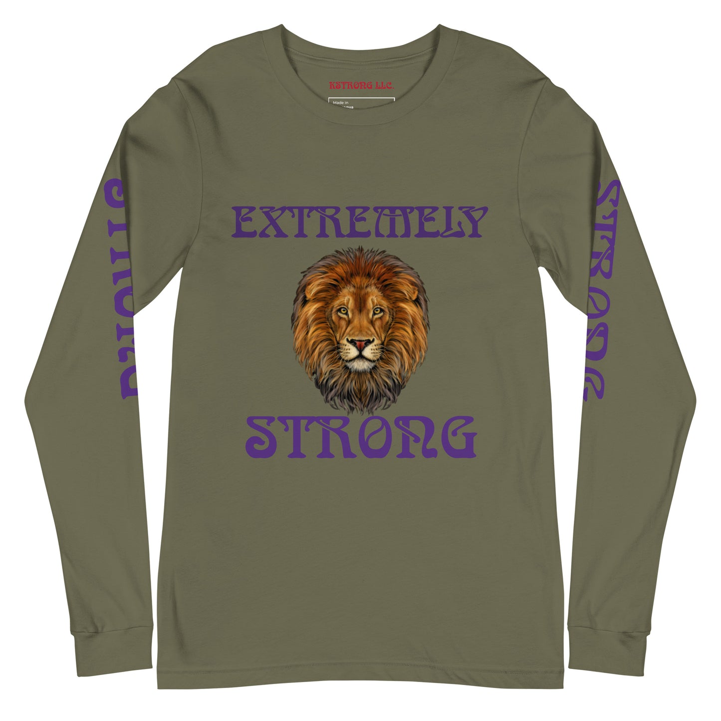 “EXTREMELY STRONG”Unisex Long Sleeve Tee W/Purple Font