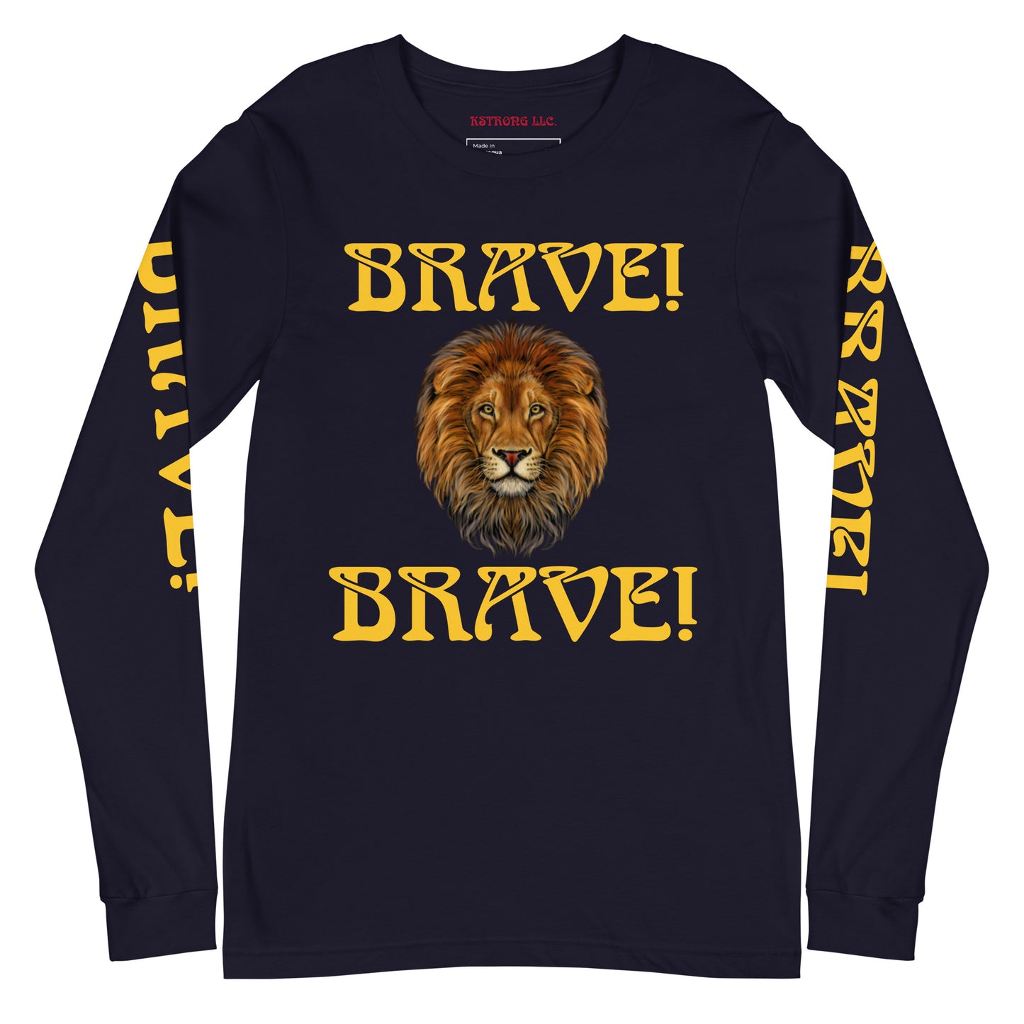 “BRAVE DOUBLE VIEW”Unisex Long Sleeve Tee W/Yellow Font