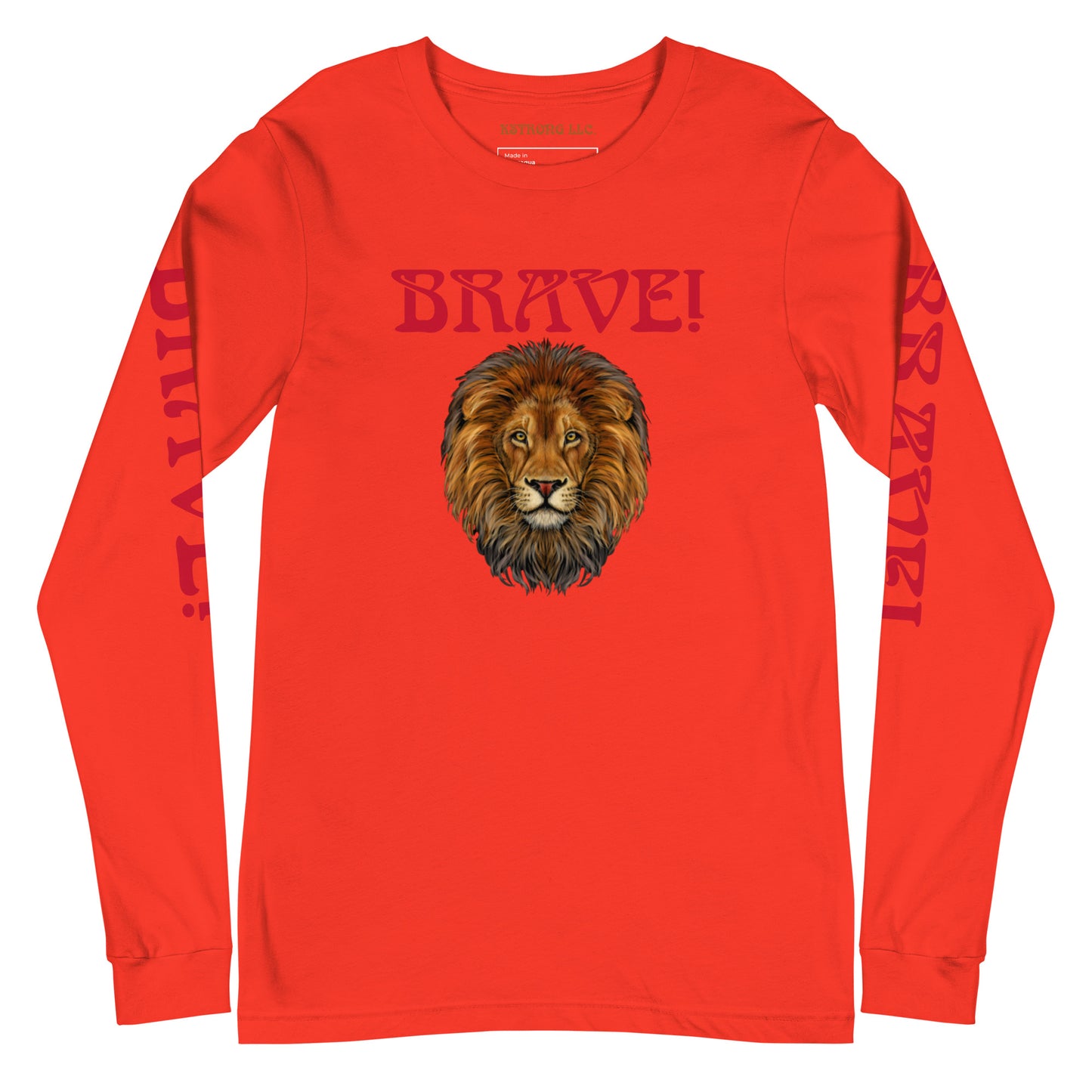 “BRAVE!”Unisex Long Sleeve Tee W/Red Font