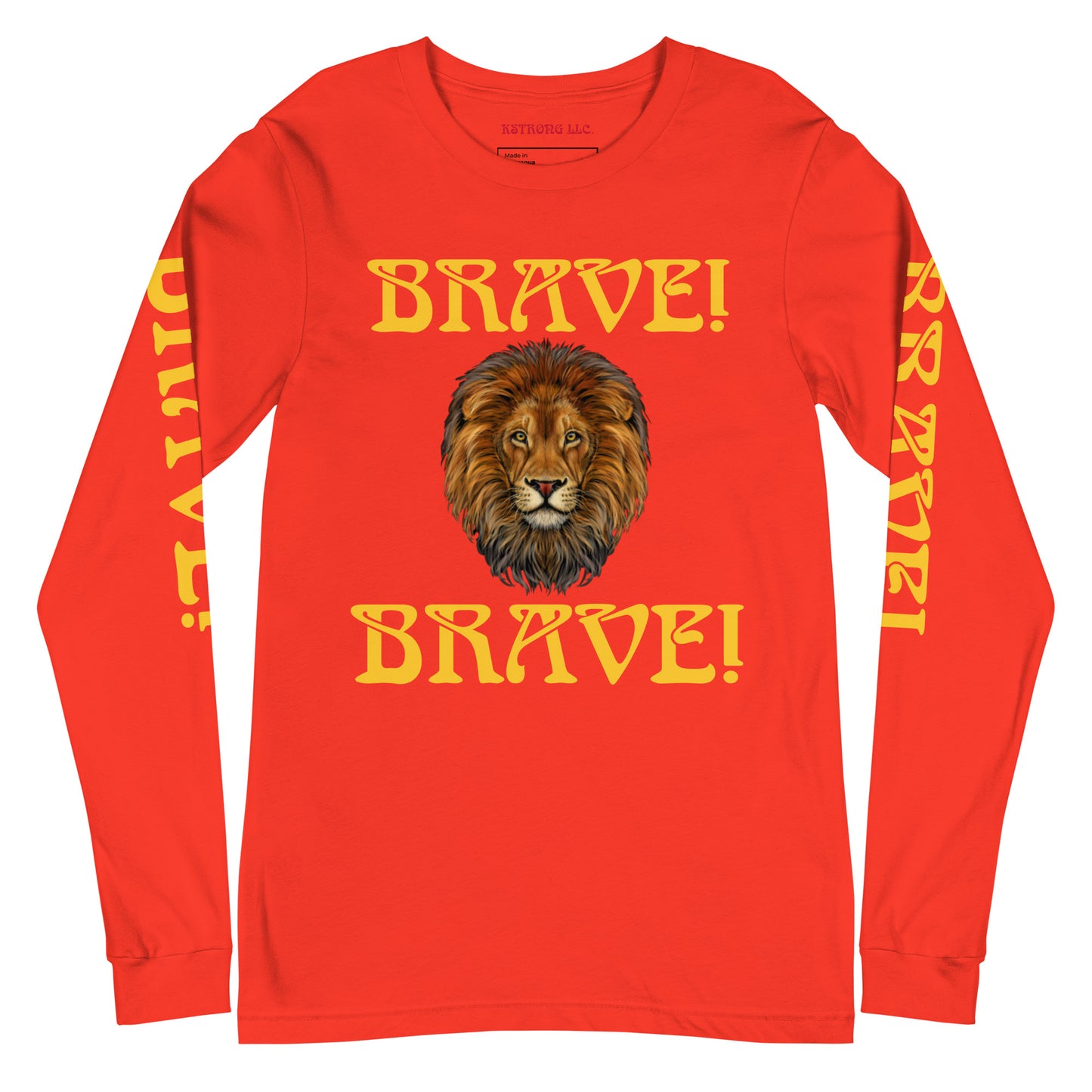 “BRAVE DOUBLE VIEW”Unisex Long Sleeve Tee W/Yellow Font