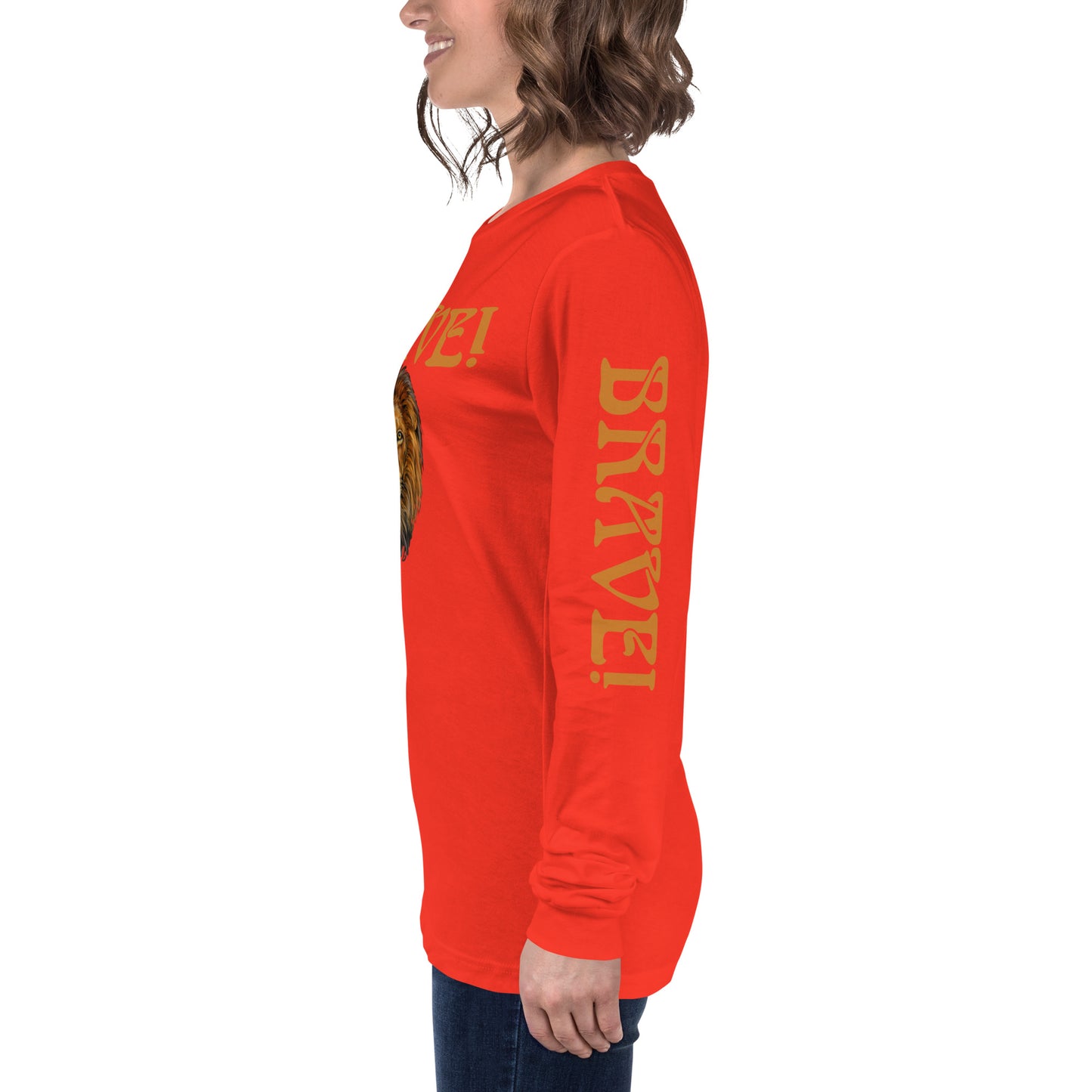 “BRAVE!”Unisex Long Sleeve Tee W/Bronze Font