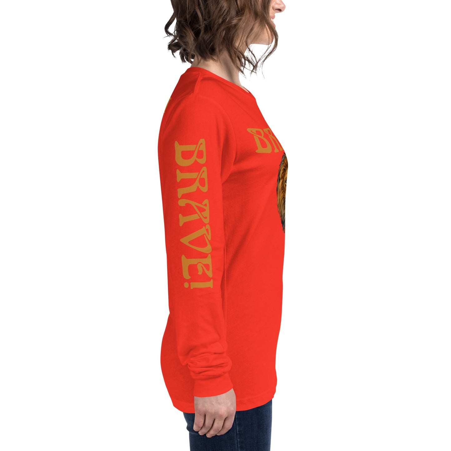 “BRAVE!”Unisex Long Sleeve Tee W/Bronze Font