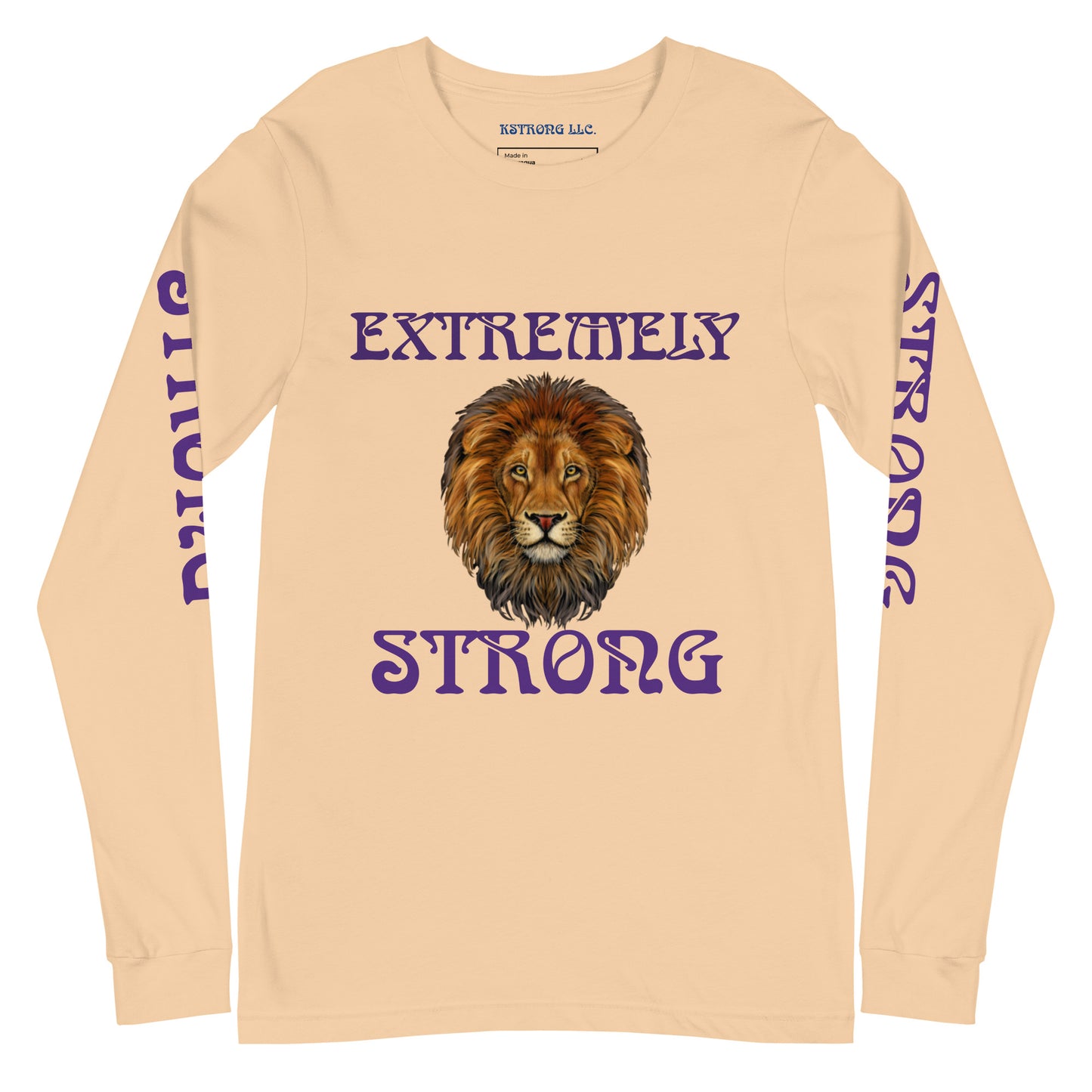 “EXTREMELY STRONG”Unisex Long Sleeve Tee W/Purple Font