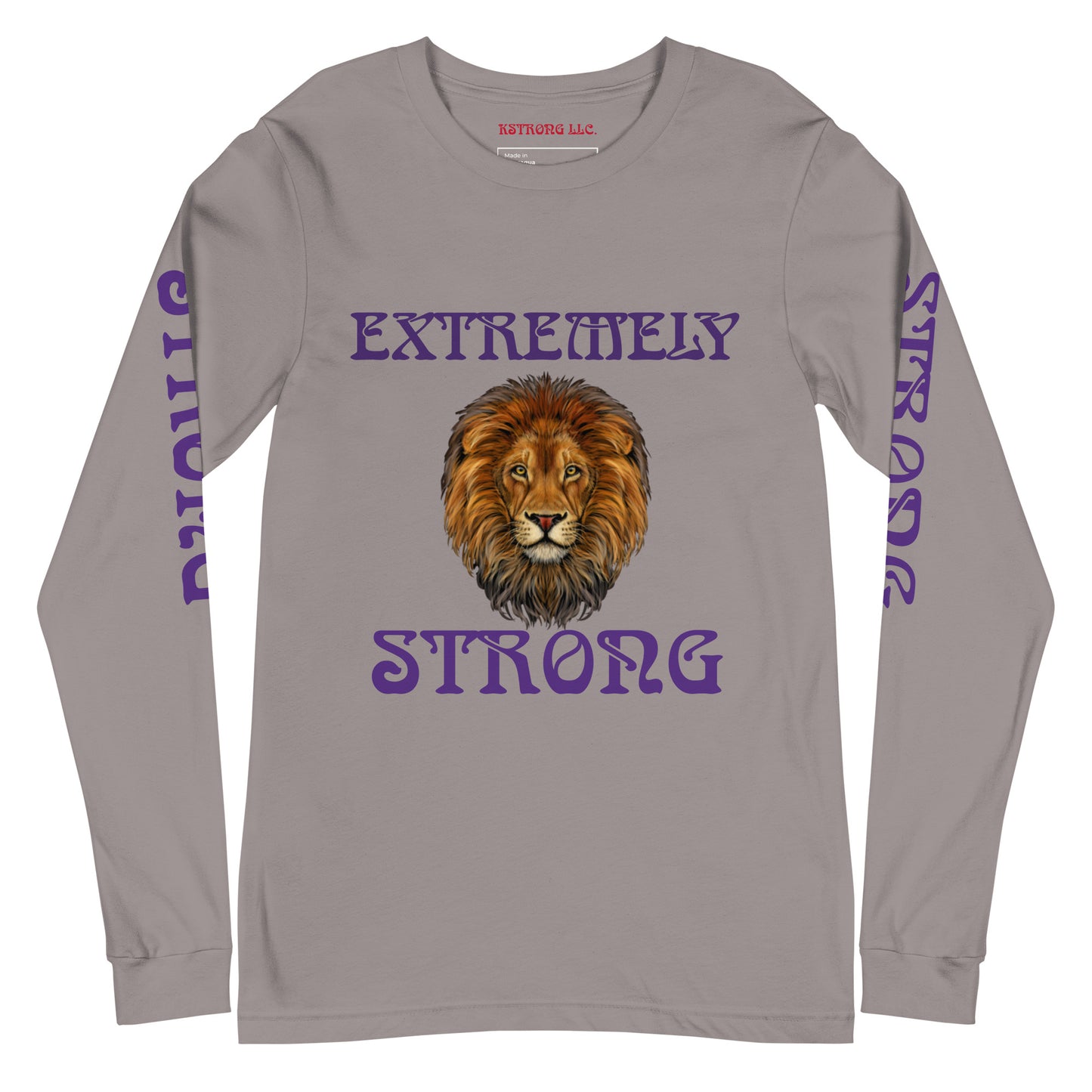 “EXTREMELY STRONG”Unisex Long Sleeve Tee W/Purple Font