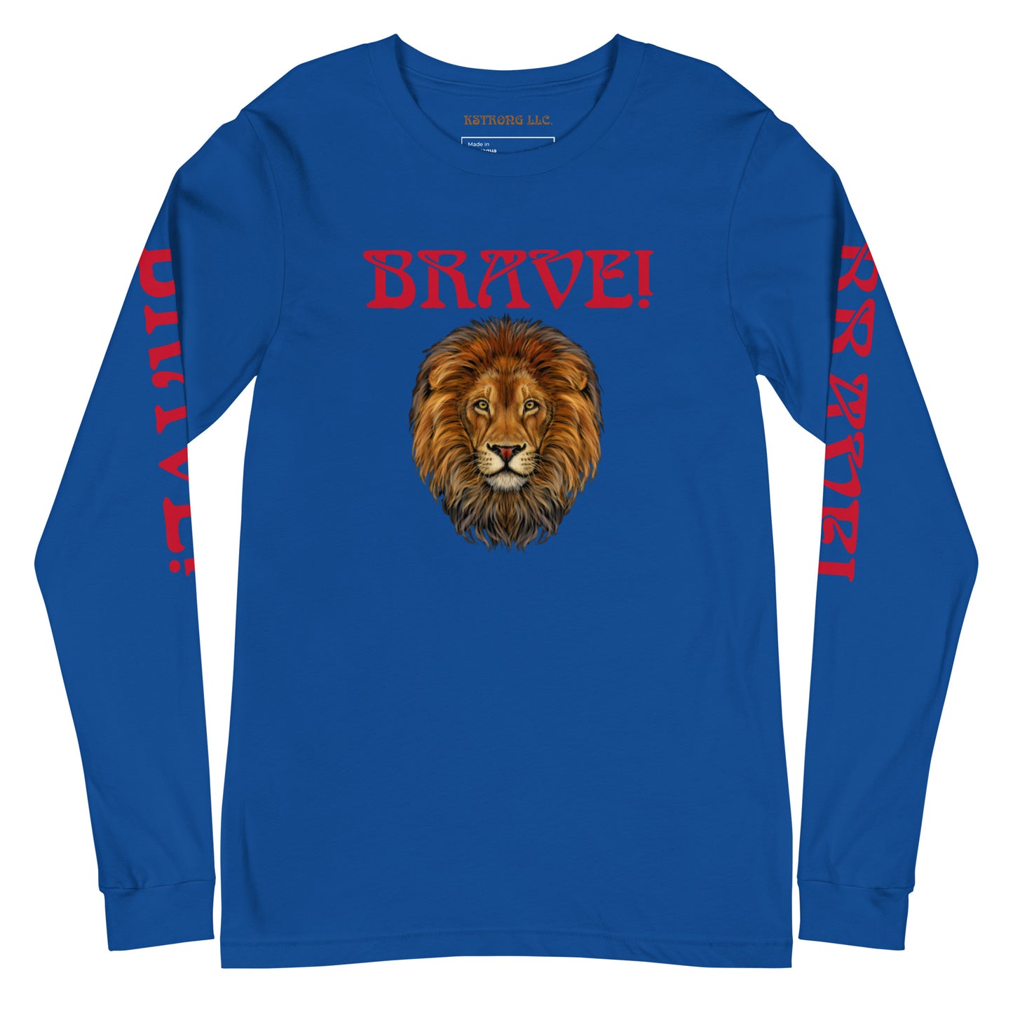“BRAVE!”Unisex Long Sleeve Tee W/Red Font