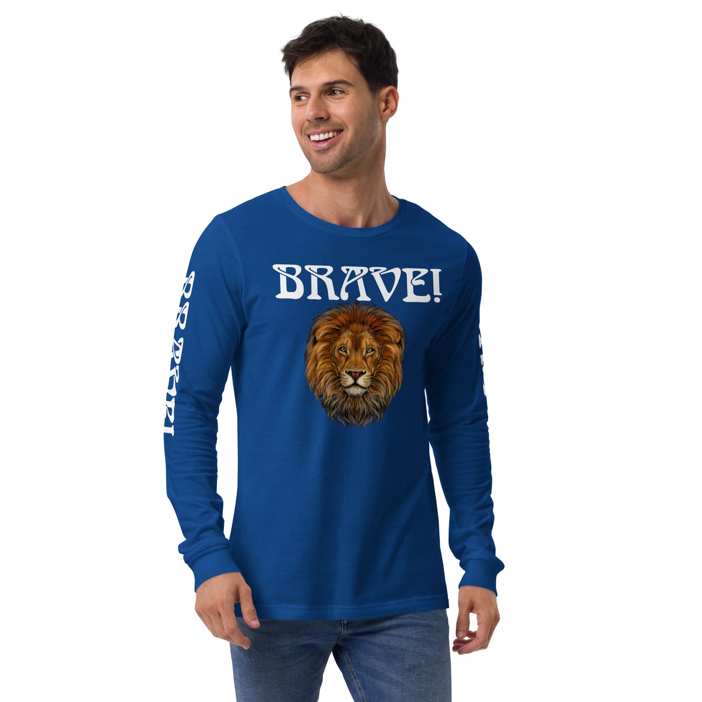 “BRAVE!”Unisex Long Sleeve Tee W/White Font