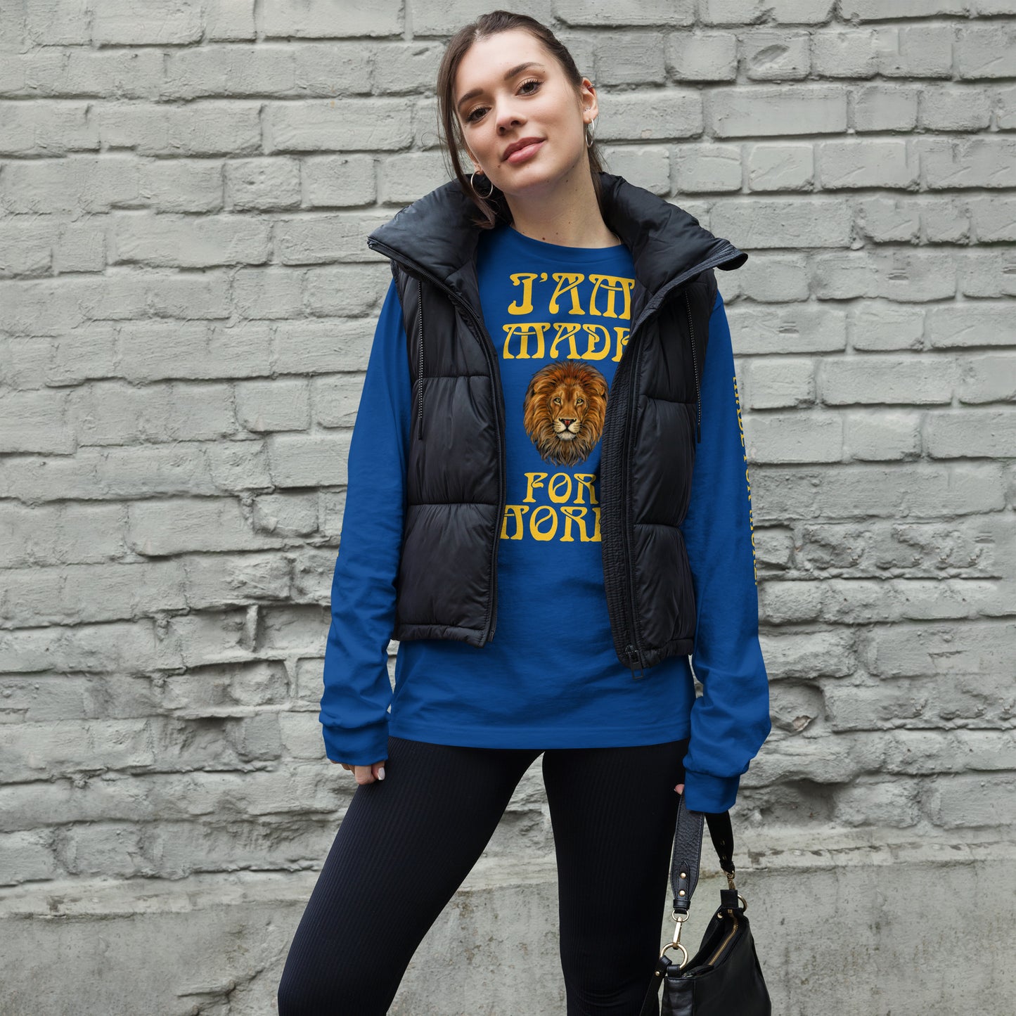 “IAM MADE FOR MORE!”Unisex Long Sleeve Tee W/Yellow Font