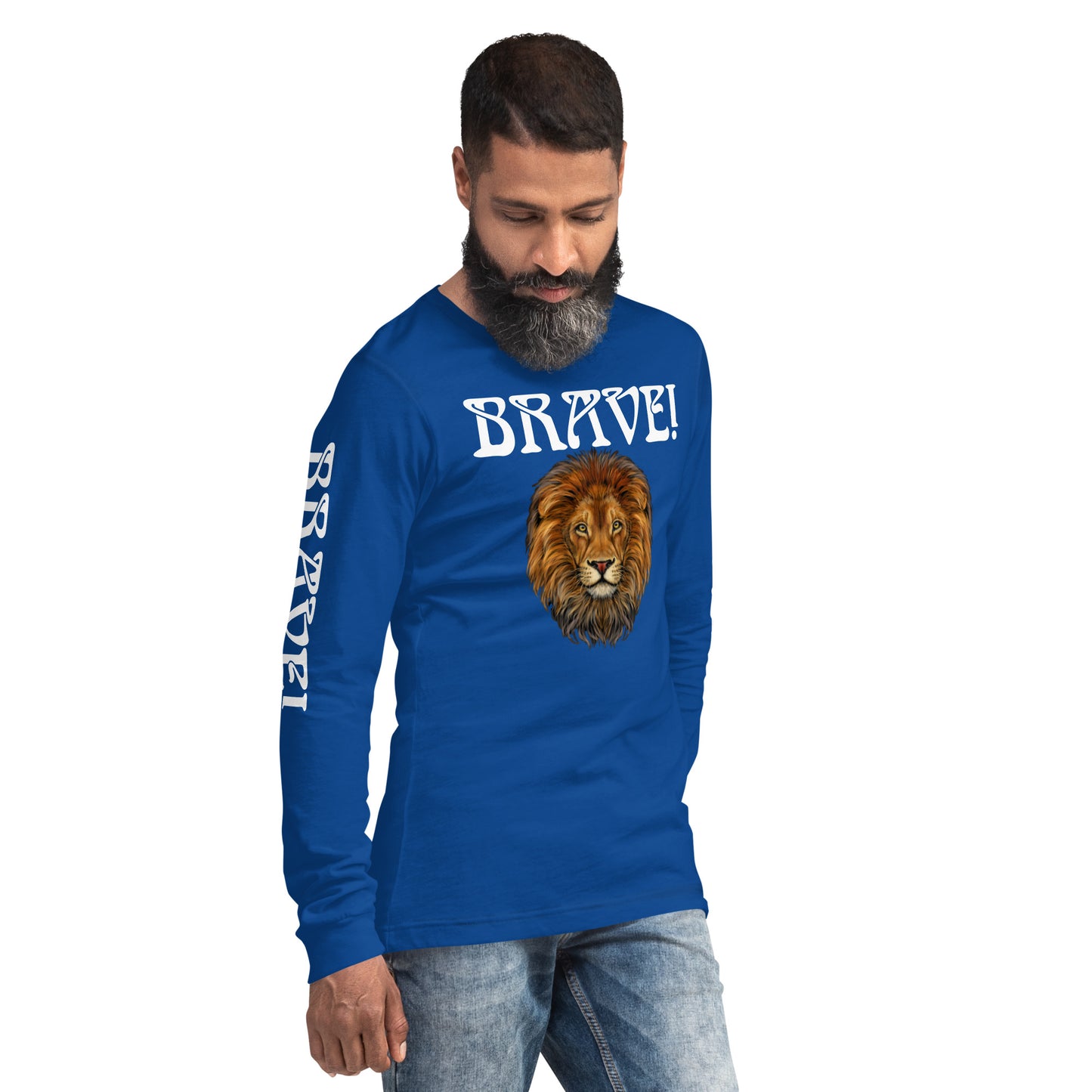 “BRAVE!”Unisex Long Sleeve Tee W/White Font