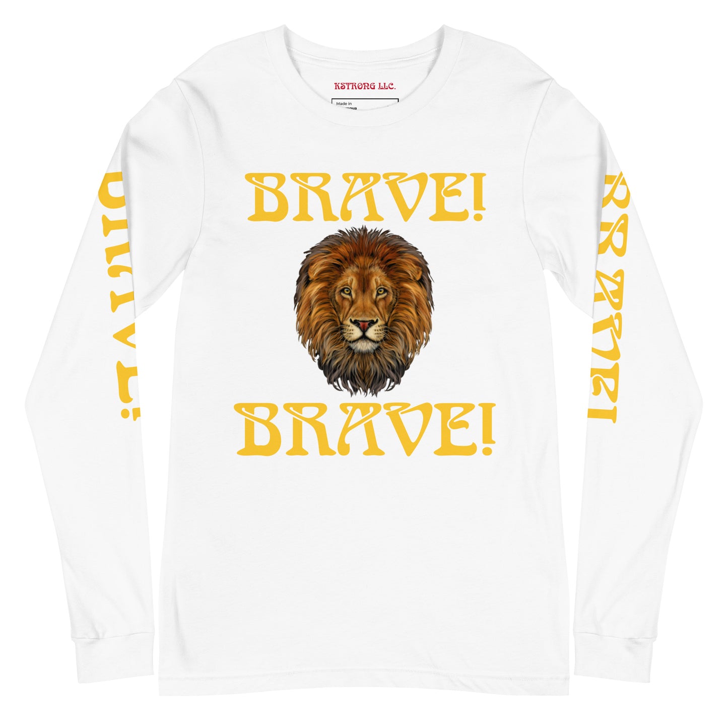 “BRAVE DOUBLE VIEW”Unisex Long Sleeve Tee W/Yellow Font