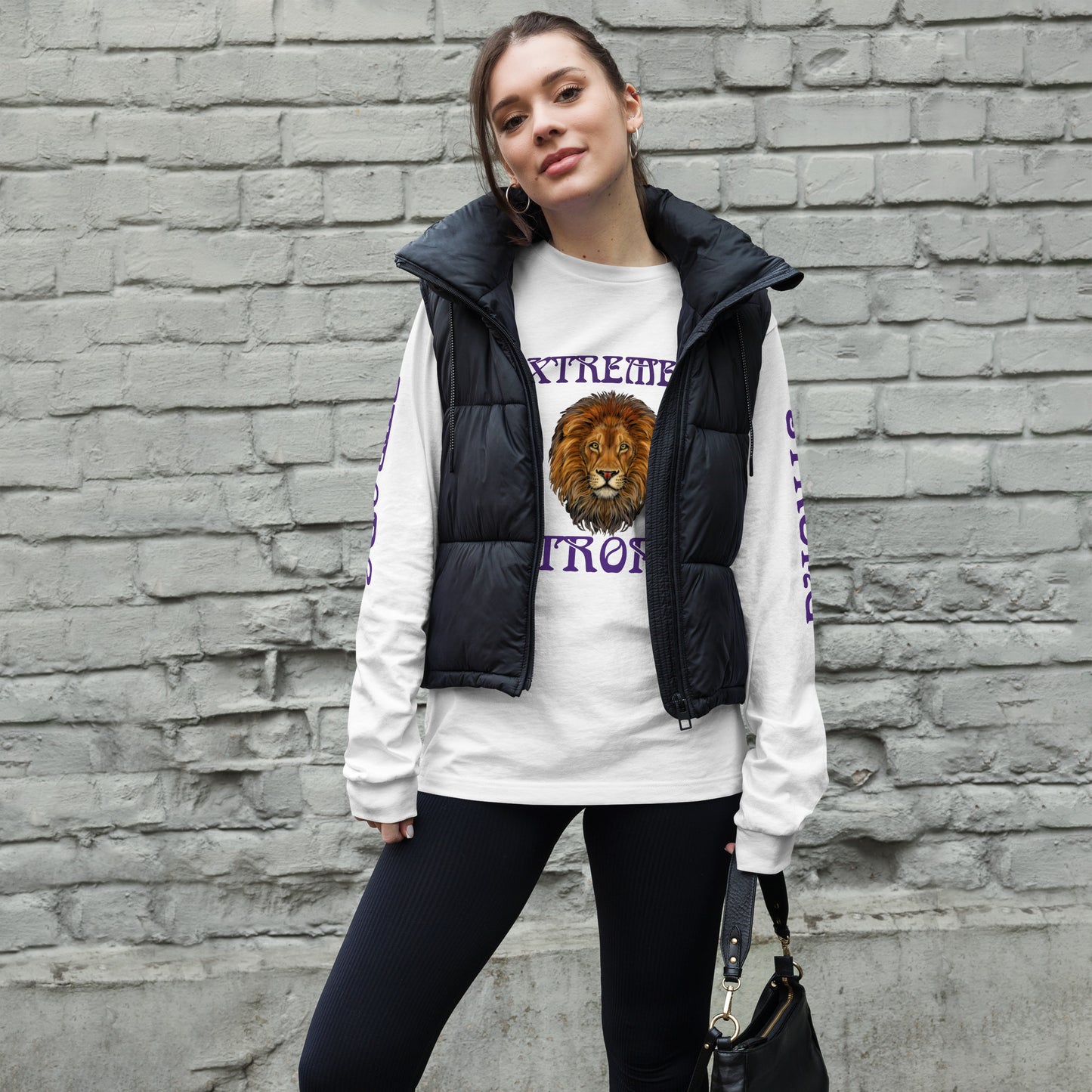 “EXTREMELY STRONG”Unisex Long Sleeve Tee W/Purple Font