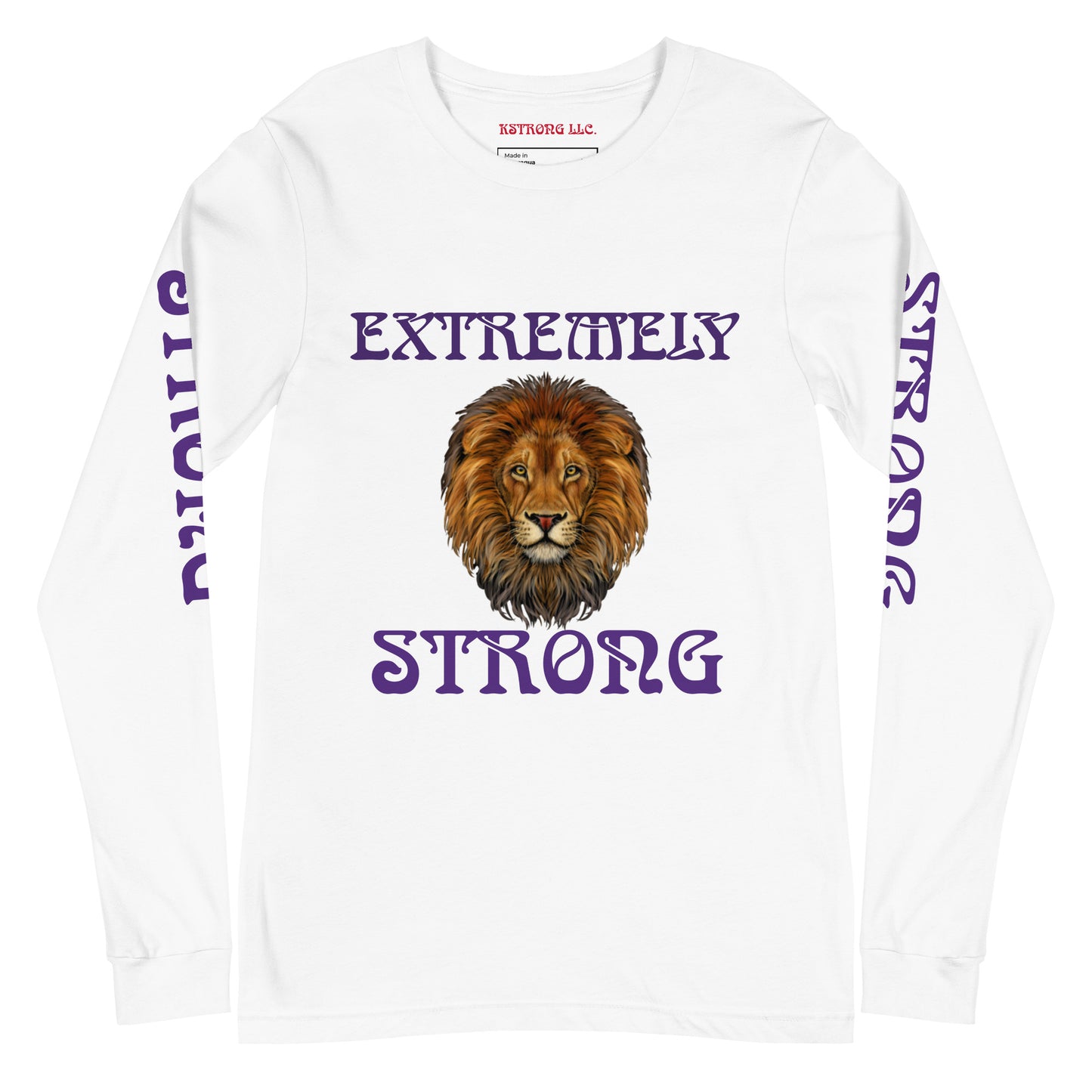 “EXTREMELY STRONG”Unisex Long Sleeve Tee W/Purple Font