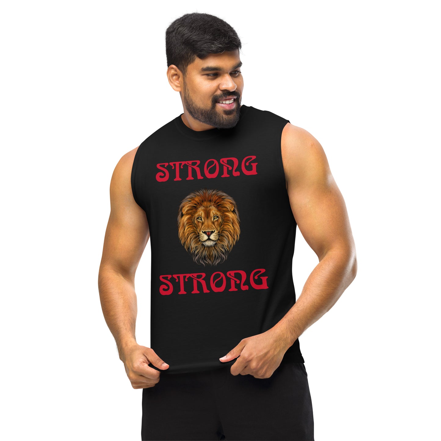 “STRONG”Men’s Muscle Shirt W/Red Font