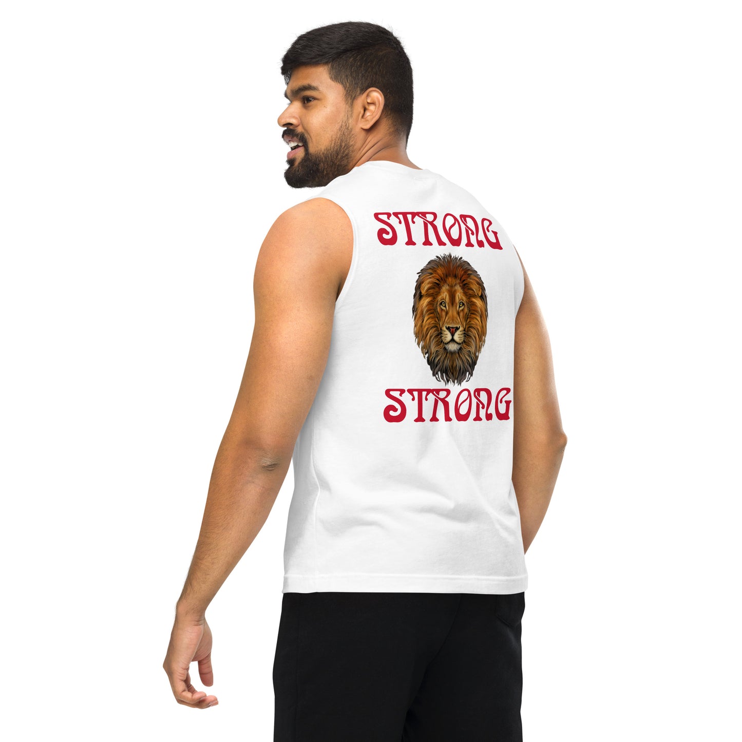 “STRONG”Men’s Muscle Shirt W/Red Font