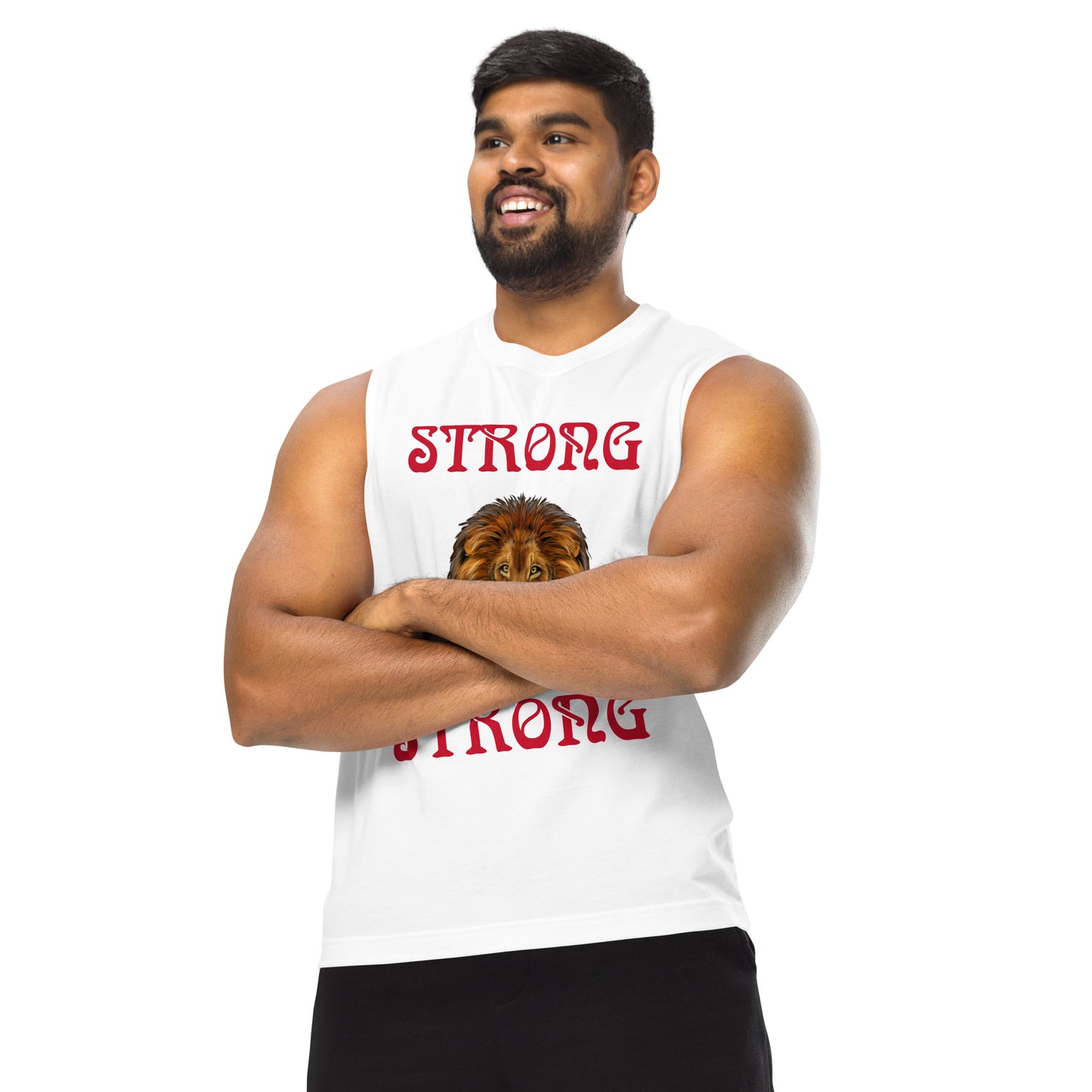 “STRONG”Men’s Muscle Shirt W/Red Font