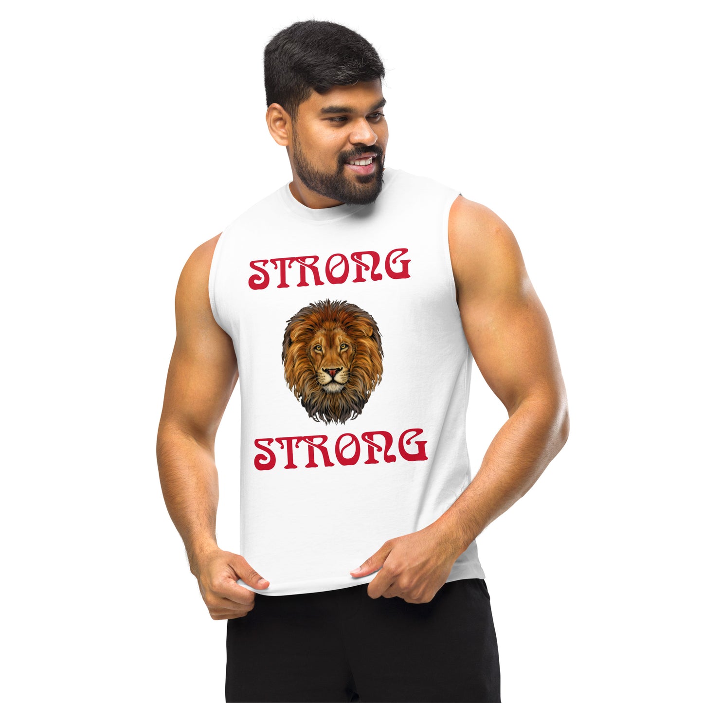 “STRONG”Men’s Muscle Shirt W/Red Font