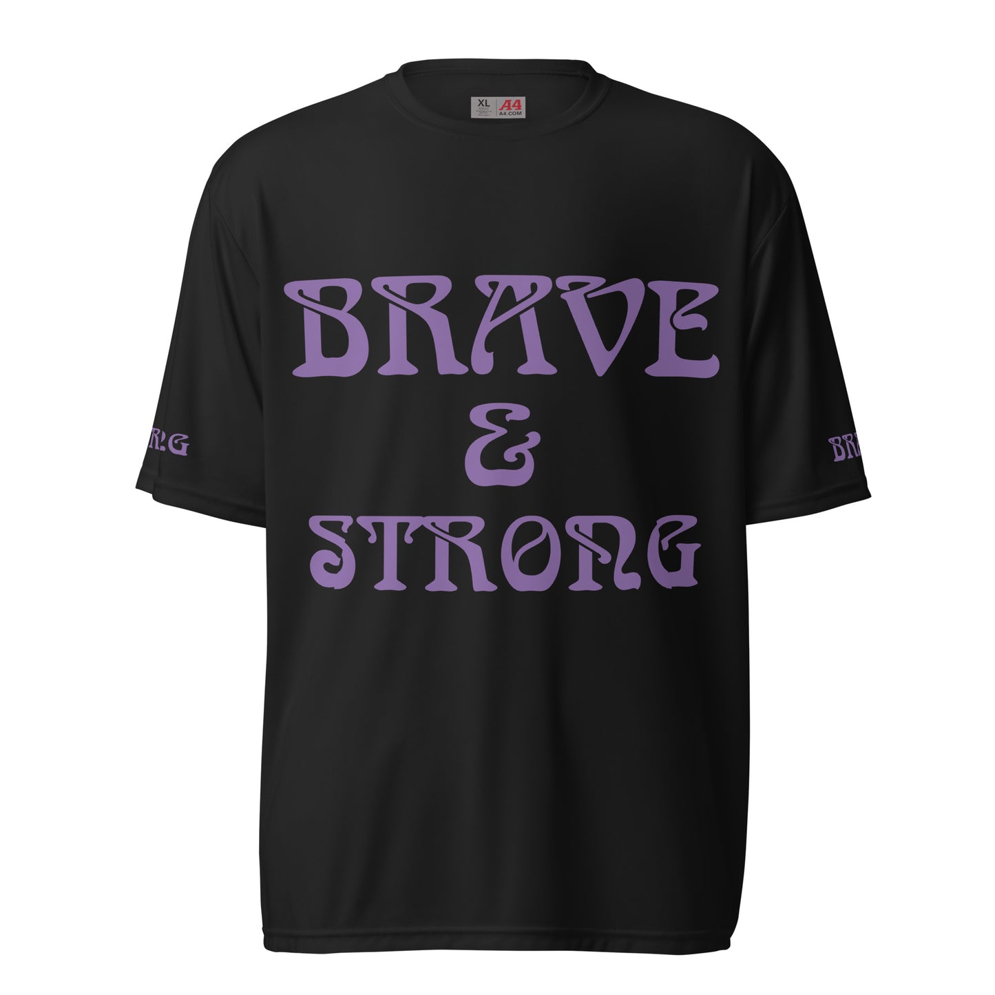 “BRAVE&STRONGUnisex Performance Crew Neck T-shirt W/Purple Font