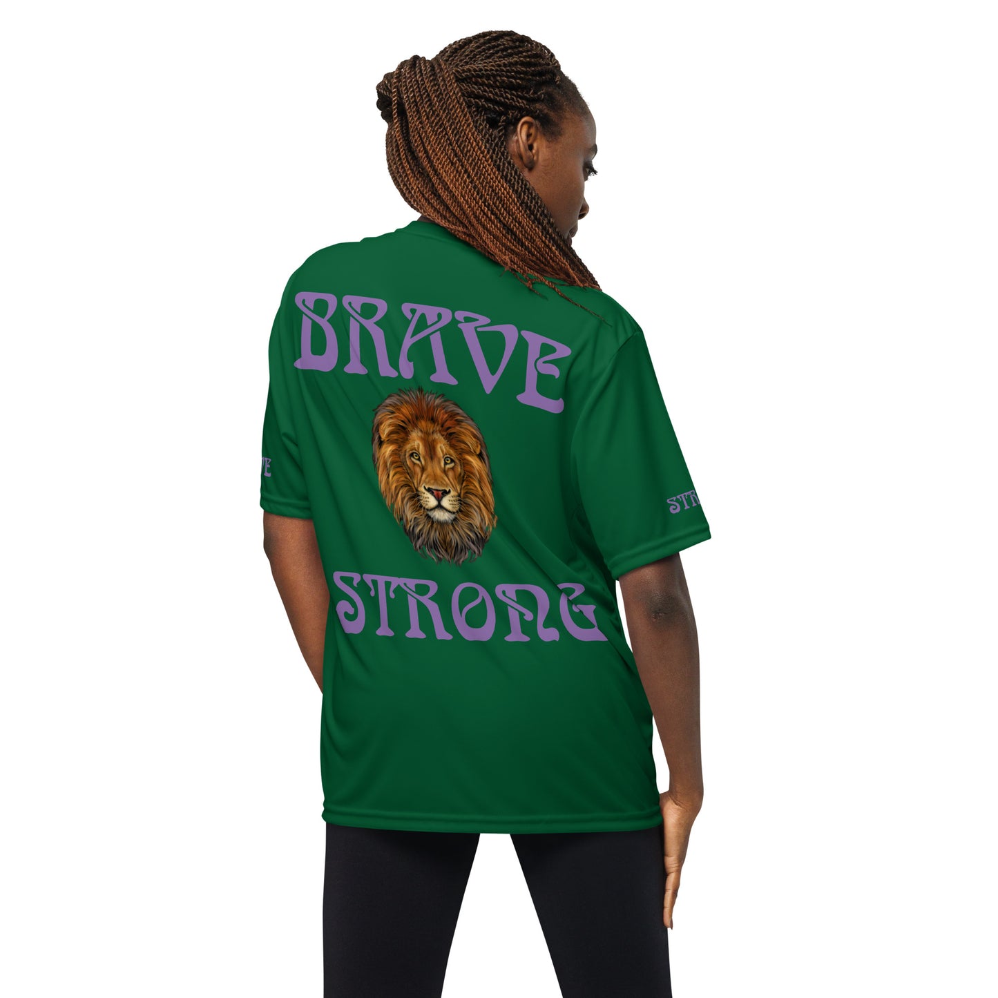 “BRAVE&STRONGUnisex Performance Crew Neck T-shirt W/Purple Font