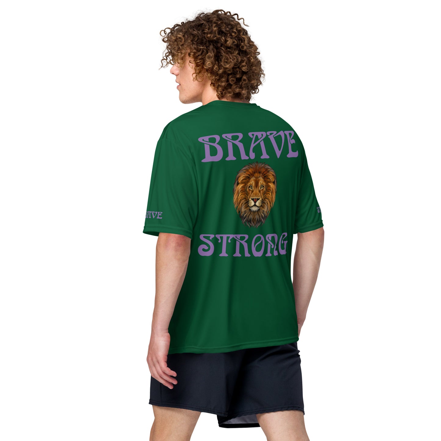“BRAVE&STRONGUnisex Performance Crew Neck T-shirt W/Purple Font