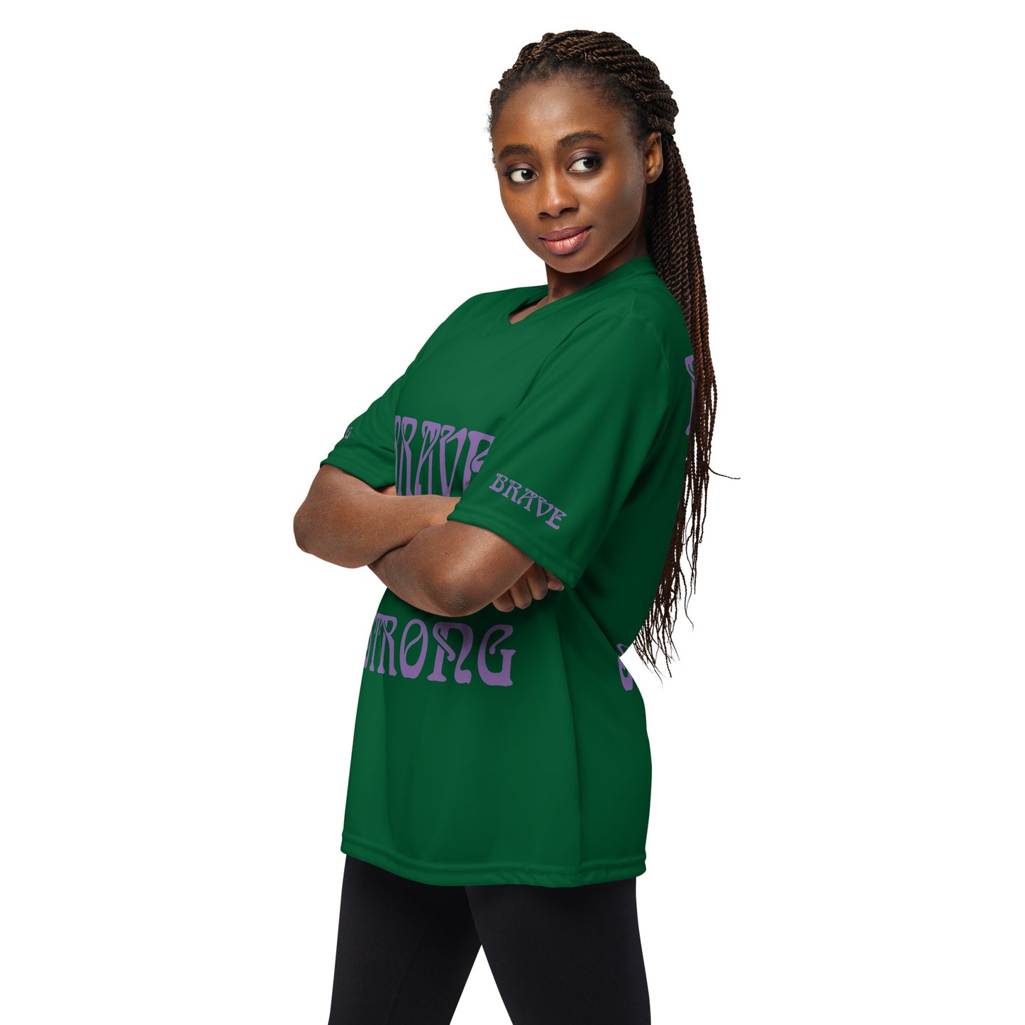 “BRAVE&STRONGUnisex Performance Crew Neck T-shirt W/Purple Font
