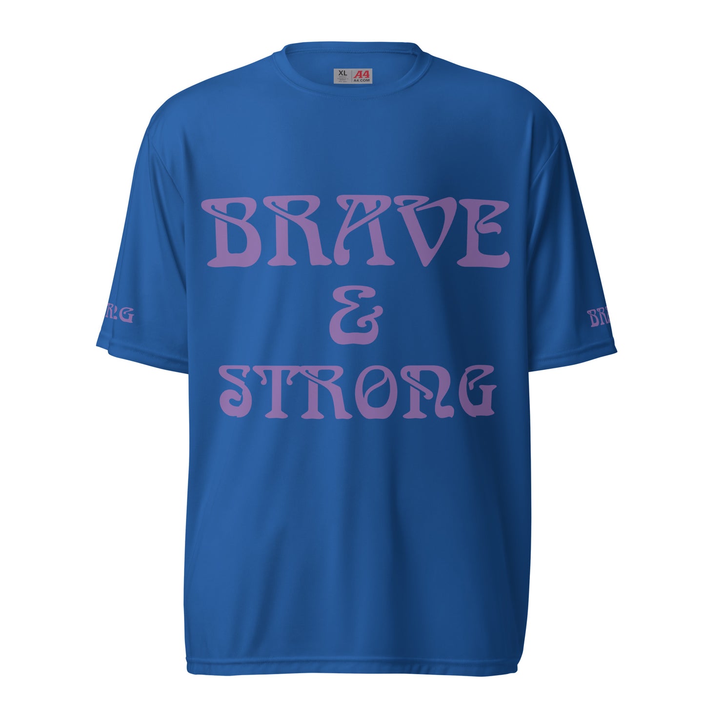 “BRAVE&STRONGUnisex Performance Crew Neck T-shirt W/Purple Font