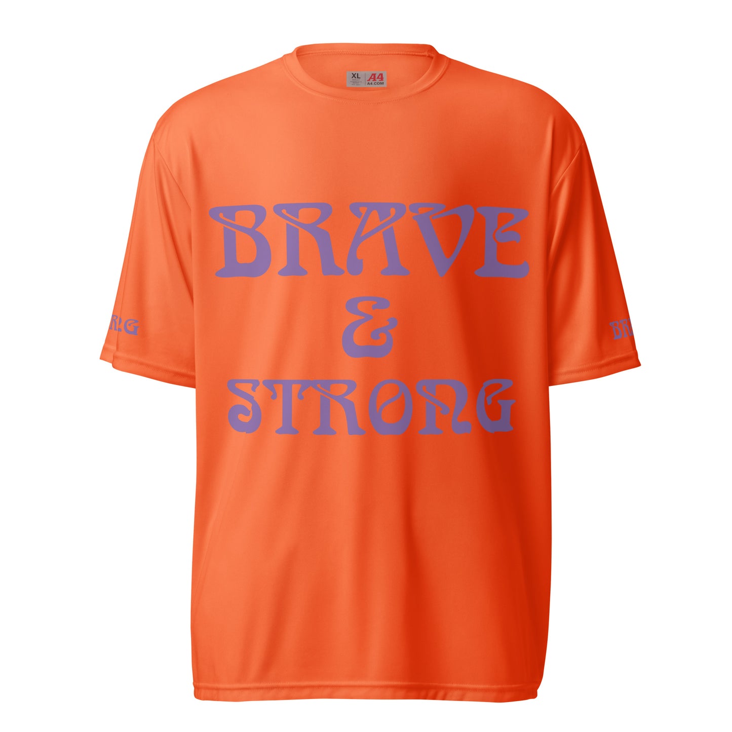 “BRAVE&STRONGUnisex Performance Crew Neck T-shirt W/Purple Font