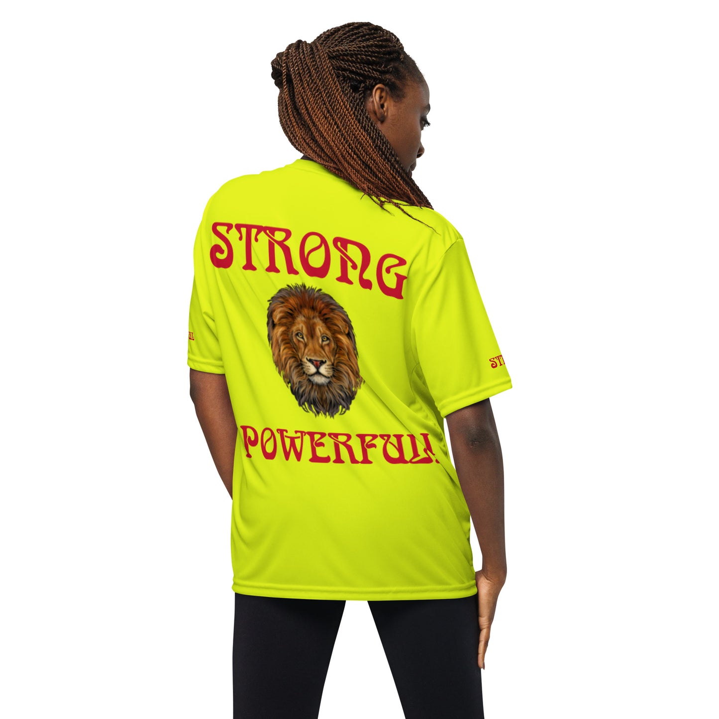 “STRONG&POWERFUL!”Unisex Performance Crew Neck T-Shirt W/Red Font