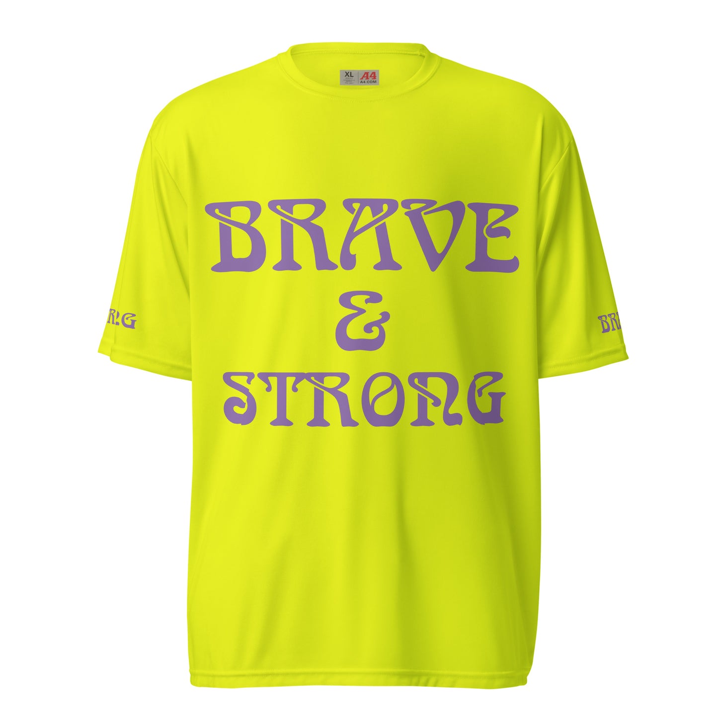 “BRAVE&STRONGUnisex Performance Crew Neck T-shirt W/Purple Font