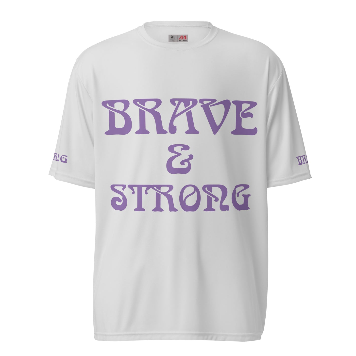 “BRAVE&STRONGUnisex Performance Crew Neck T-shirt W/Purple Font