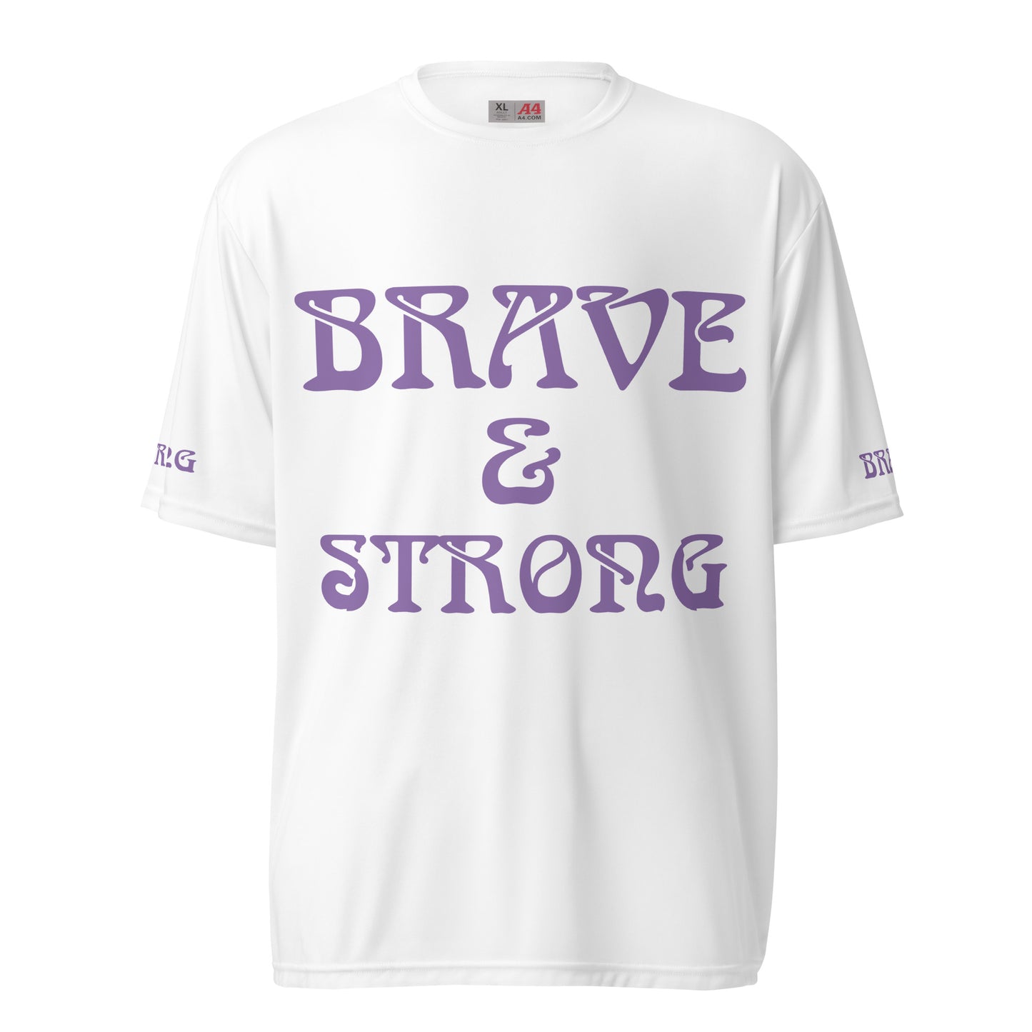 “BRAVE&STRONGUnisex Performance Crew Neck T-shirt W/Purple Font
