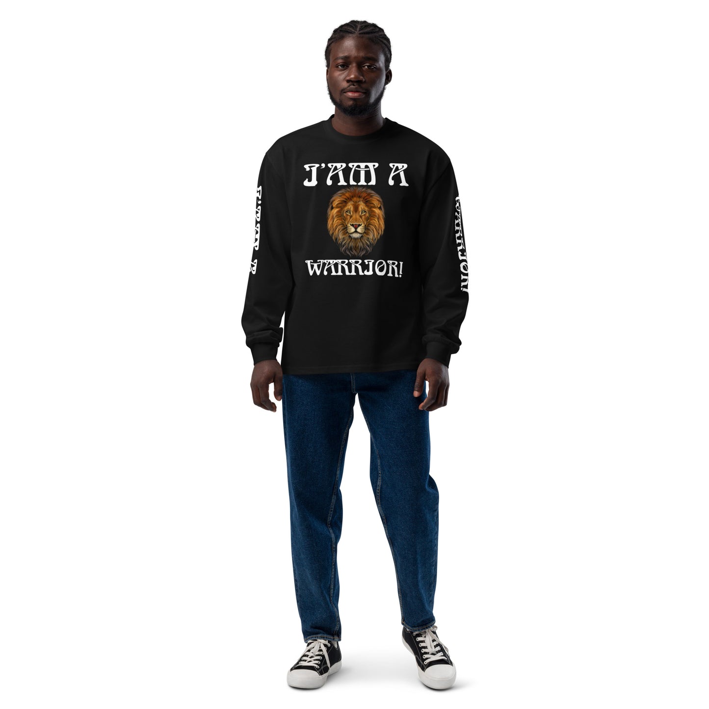 “I’AM A WARRIOR!” Premium Heavyweight Long Sleeve Shirt W/White Font