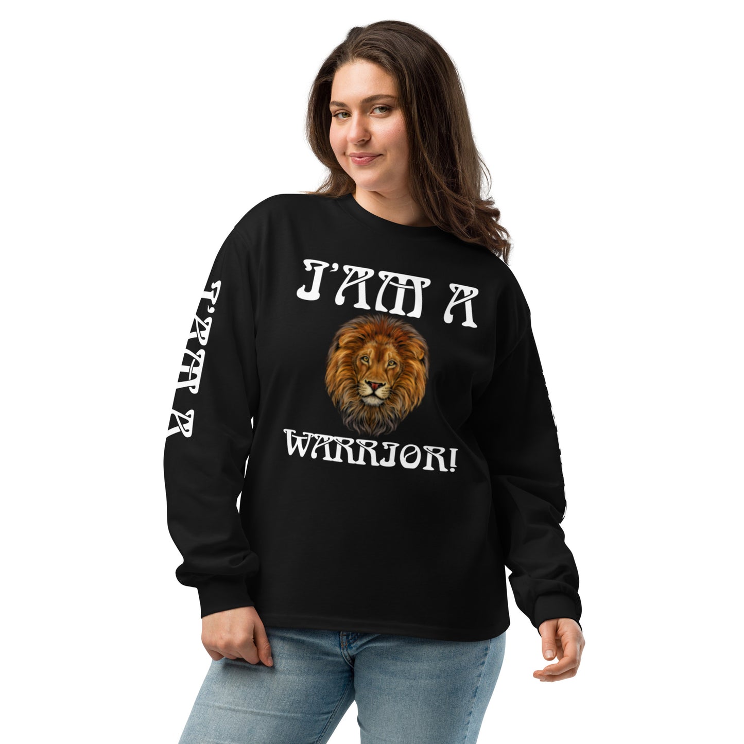 “I’AM A WARRIOR!” Premium Heavyweight Long Sleeve Shirt W/White Font
